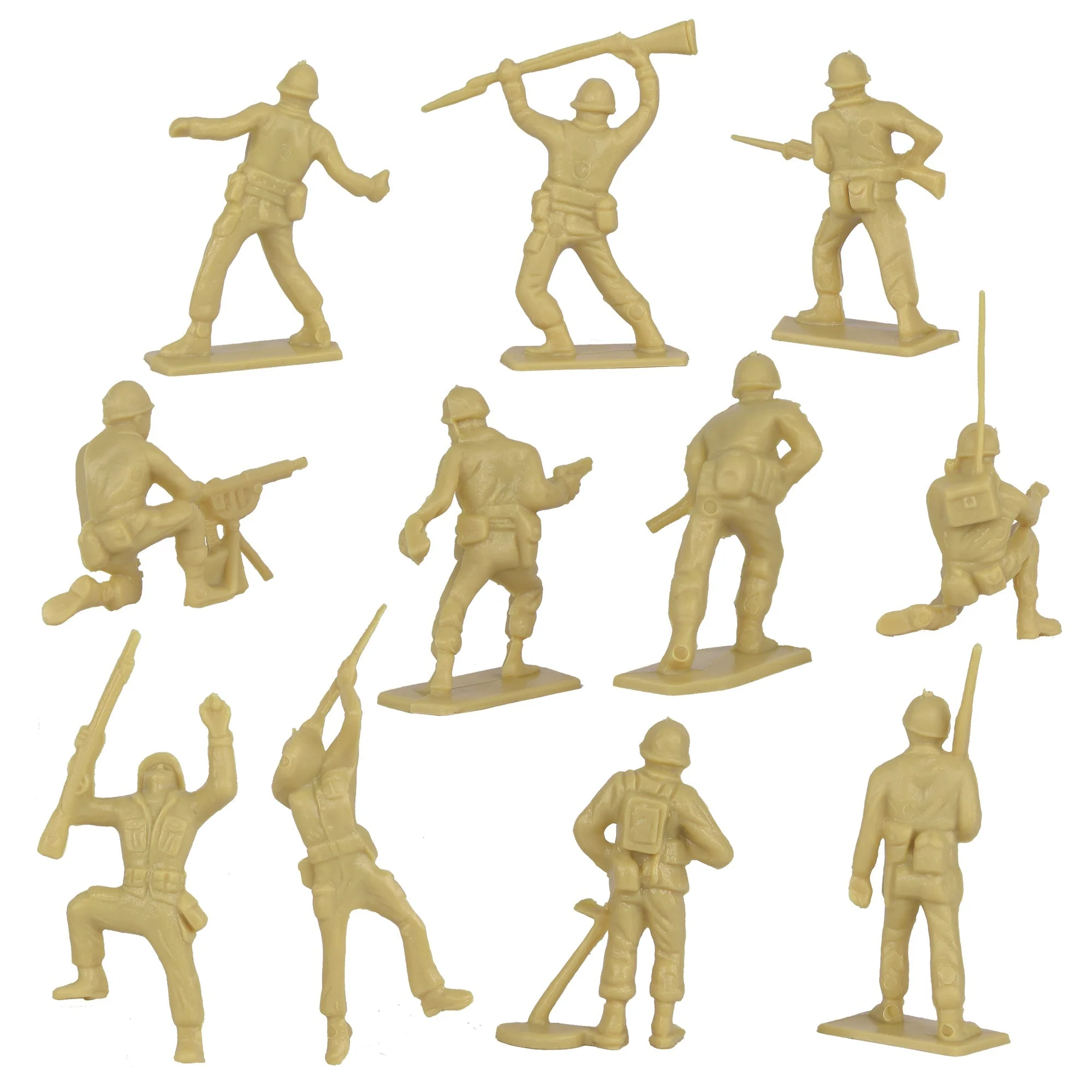 Tim Mee Toy Plastic Army Men - 28pc Tan WW2 Soldier Figures - Made in USA - Image 4