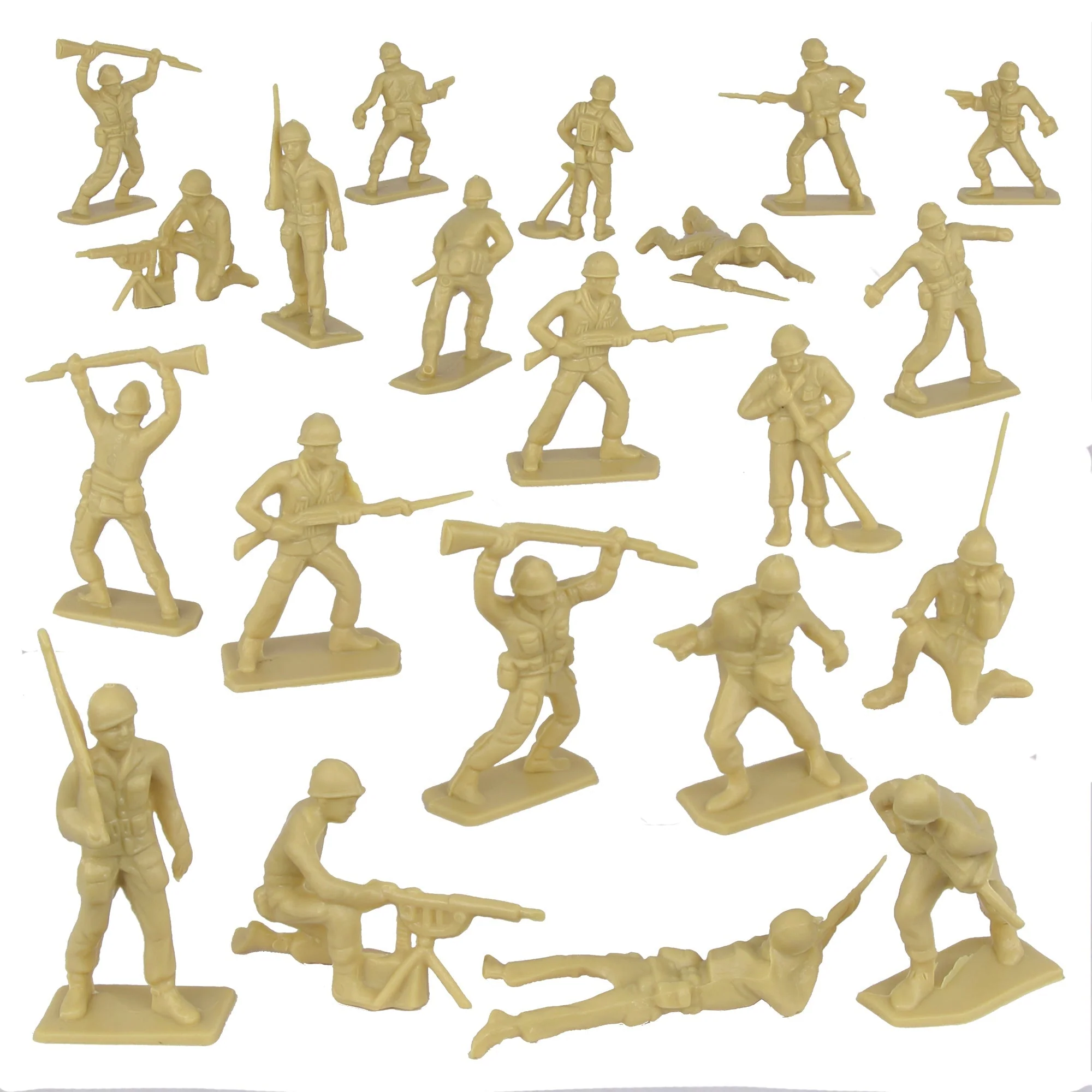 Tim Mee Toy Plastic Army Men - 28pc Tan WW2 Soldier Figures - Made in USA - Image 5