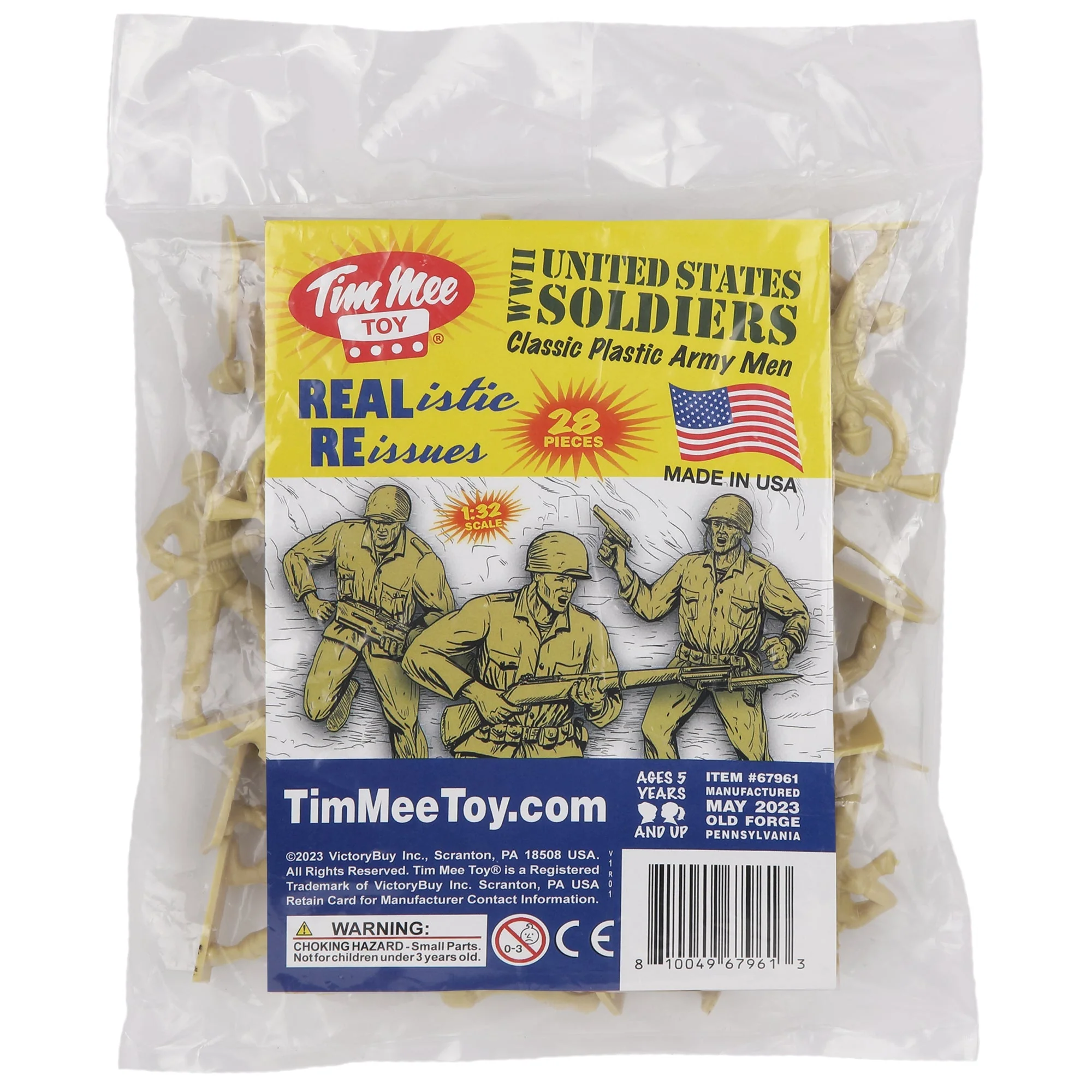 Tim Mee Toy Plastic Army Men - 28pc Tan WW2 Soldier Figures - Made in USA - Image 6