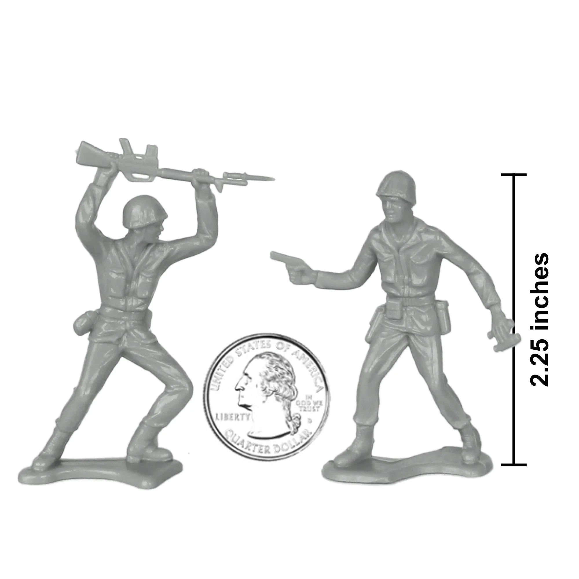 TimMee Plastic Army Men - Gray 48pc Toy Soldier Figures - Made in USA - Image 2
