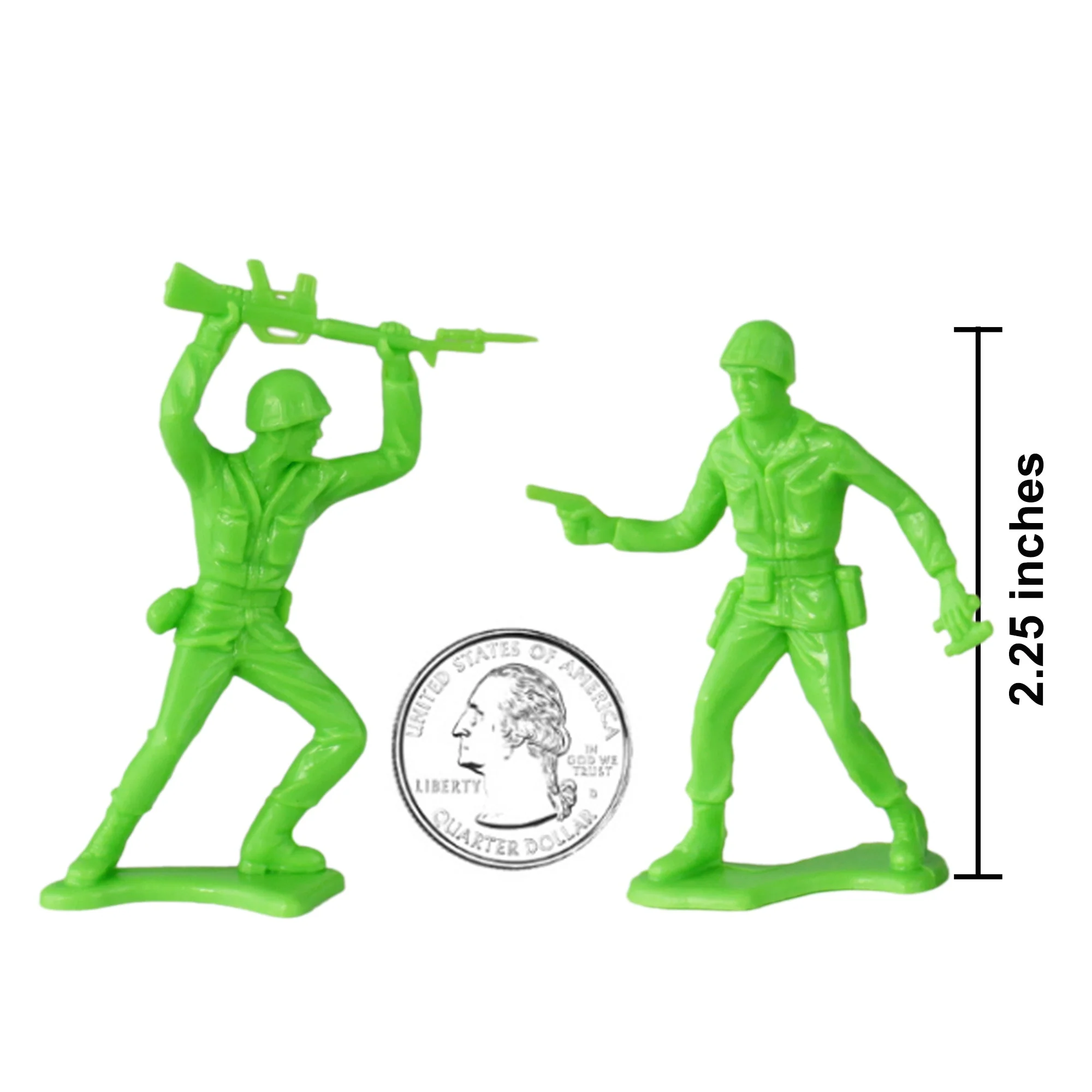 TimMee Plastic Army Men - Lime Green 48pc Toy Soldier Figures - Made in USA - Image 2