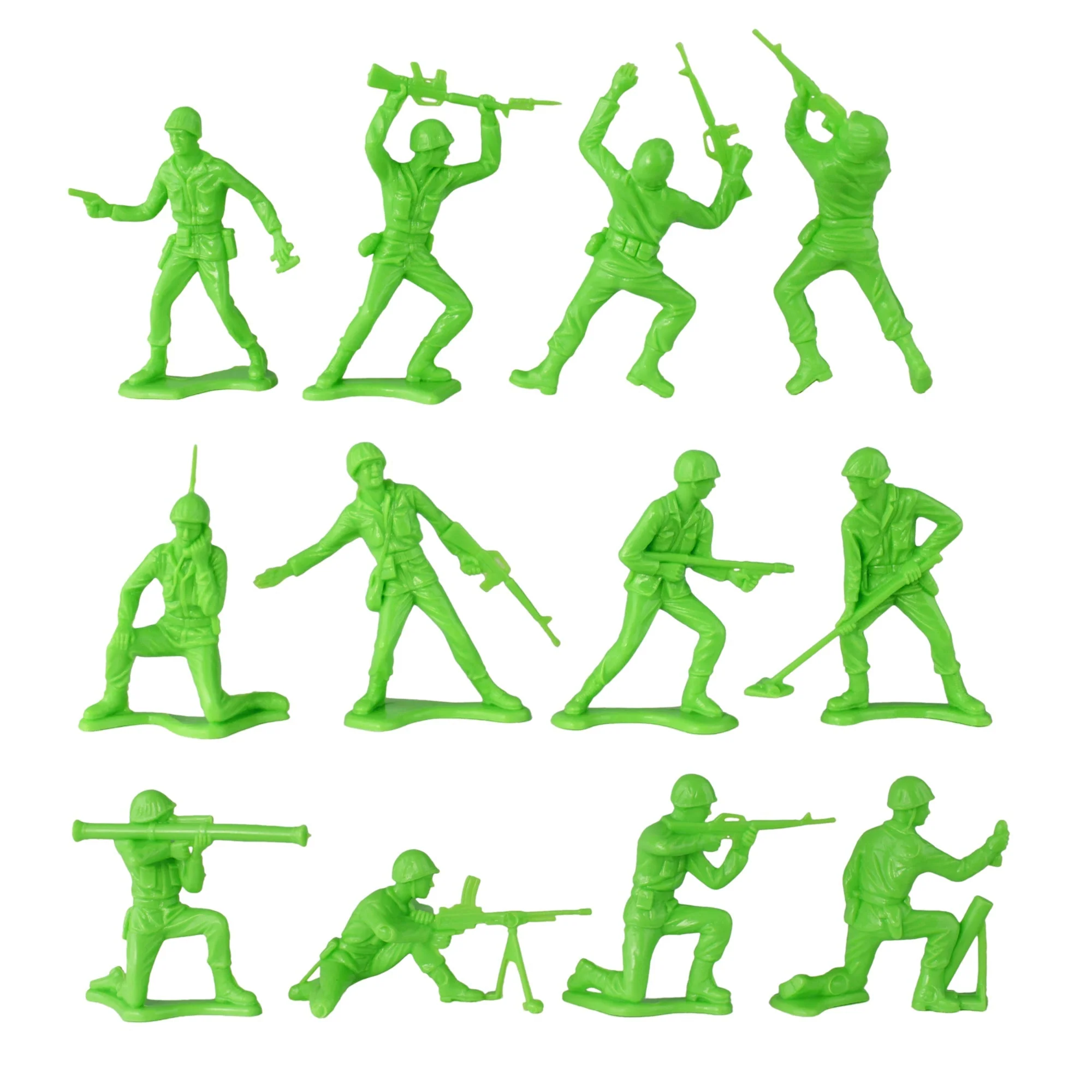 TimMee Plastic Army Men - Lime Green 48pc Toy Soldier Figures - Made in USA - Image 3