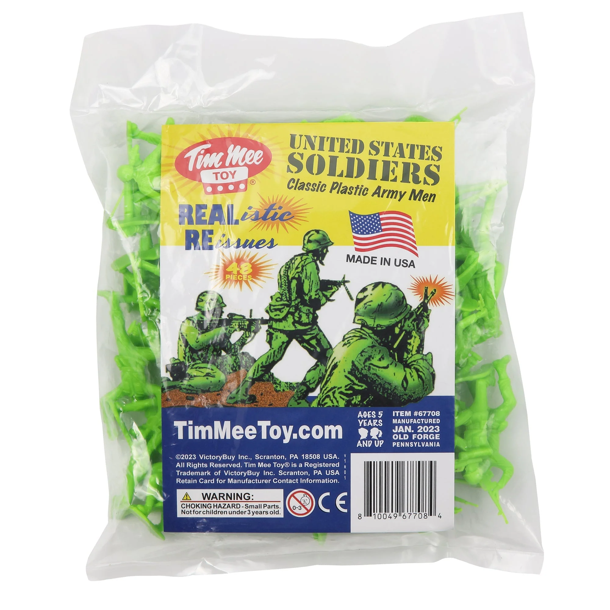 TimMee Plastic Army Men - Lime Green 48pc Toy Soldier Figures - Made in USA - Image 4
