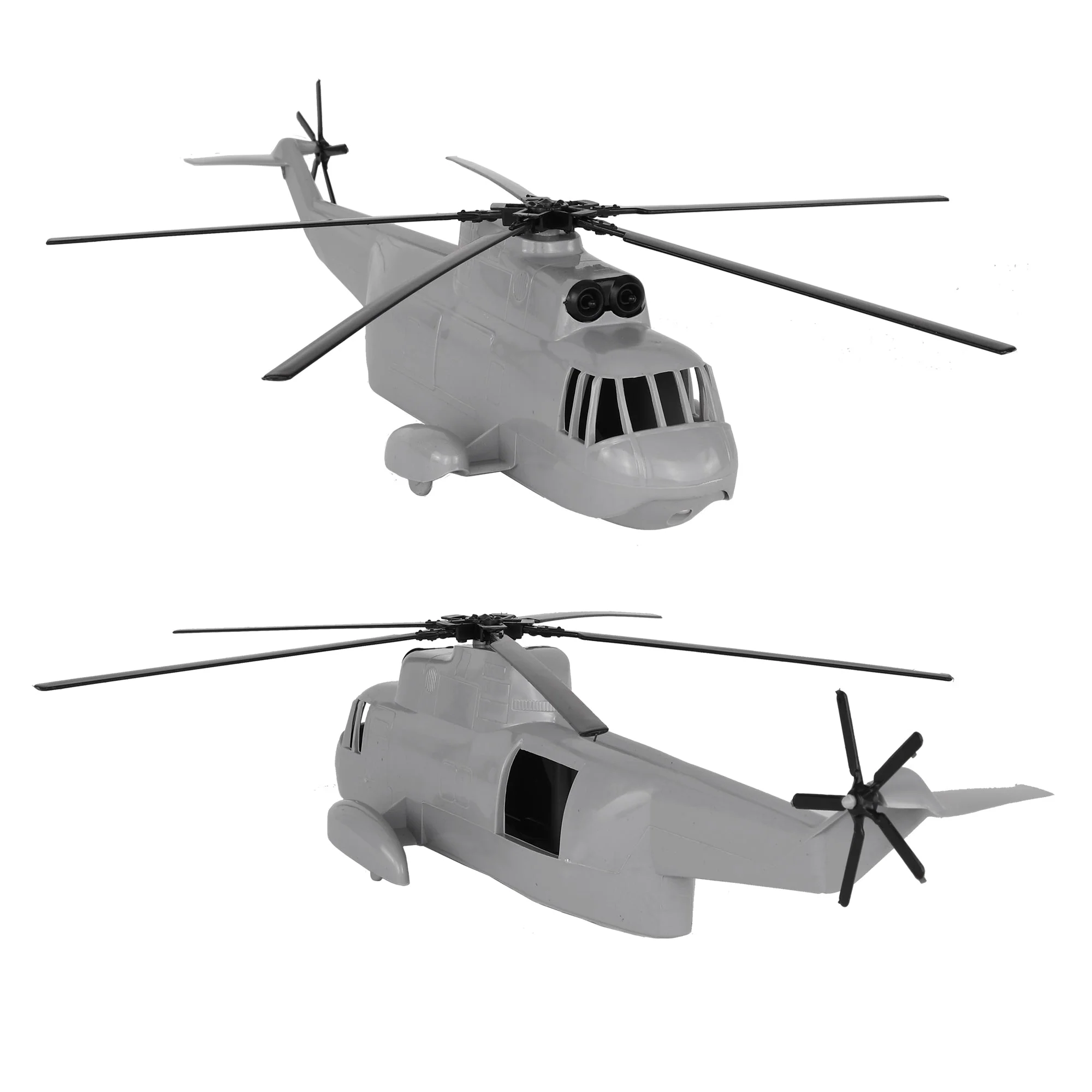 TimMee Plastic Army Men Helicopter Playset - Gray 26pc Made in USA - Image 4