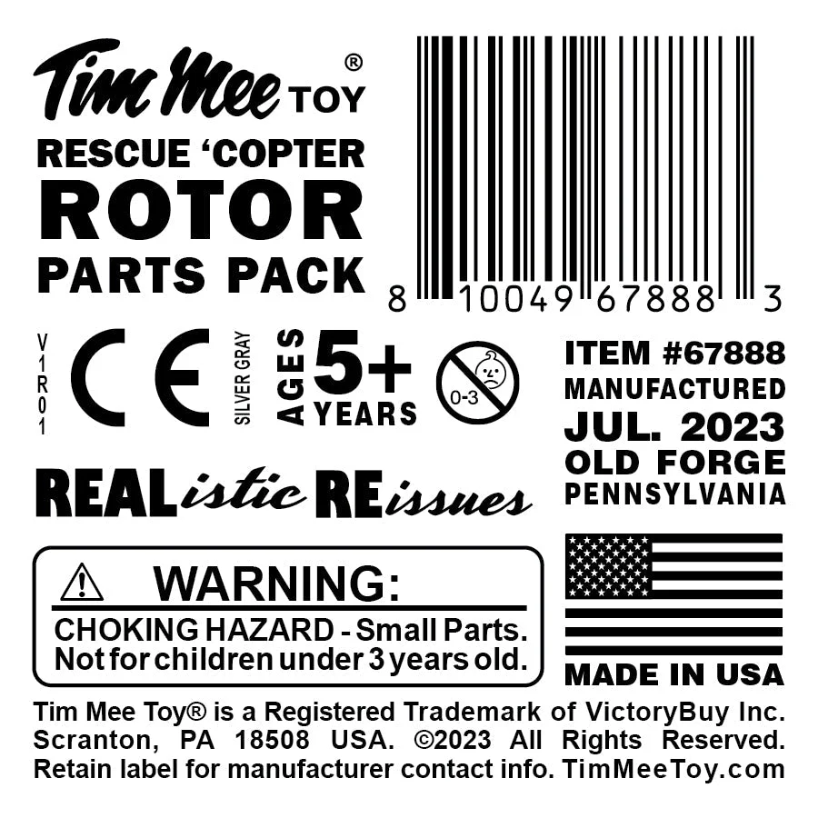 TimMee Plastic Army Men Rescue Helicopter Silver-Gray Replacement Parts US Made - Image 4