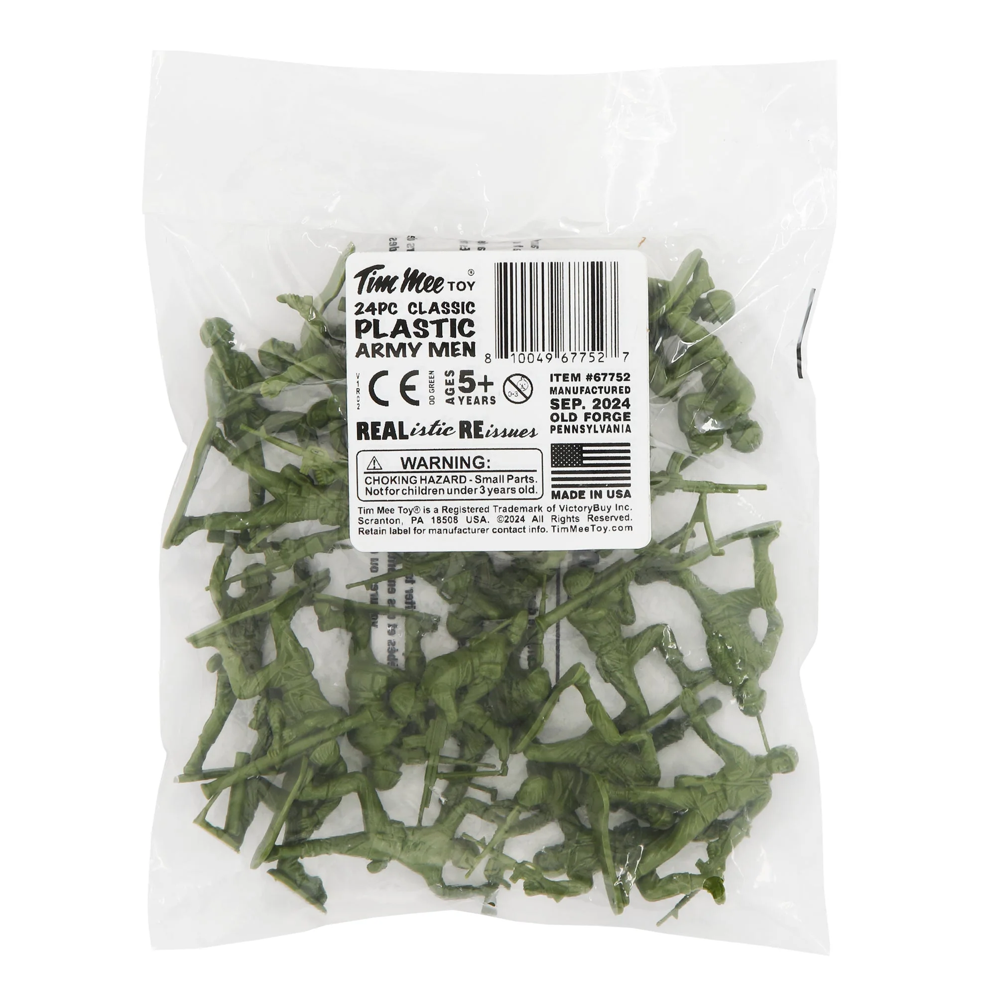 TimMee Plastic Army Men - OD Green 24pc Toy Soldier Figures - Made in USA - Image 4
