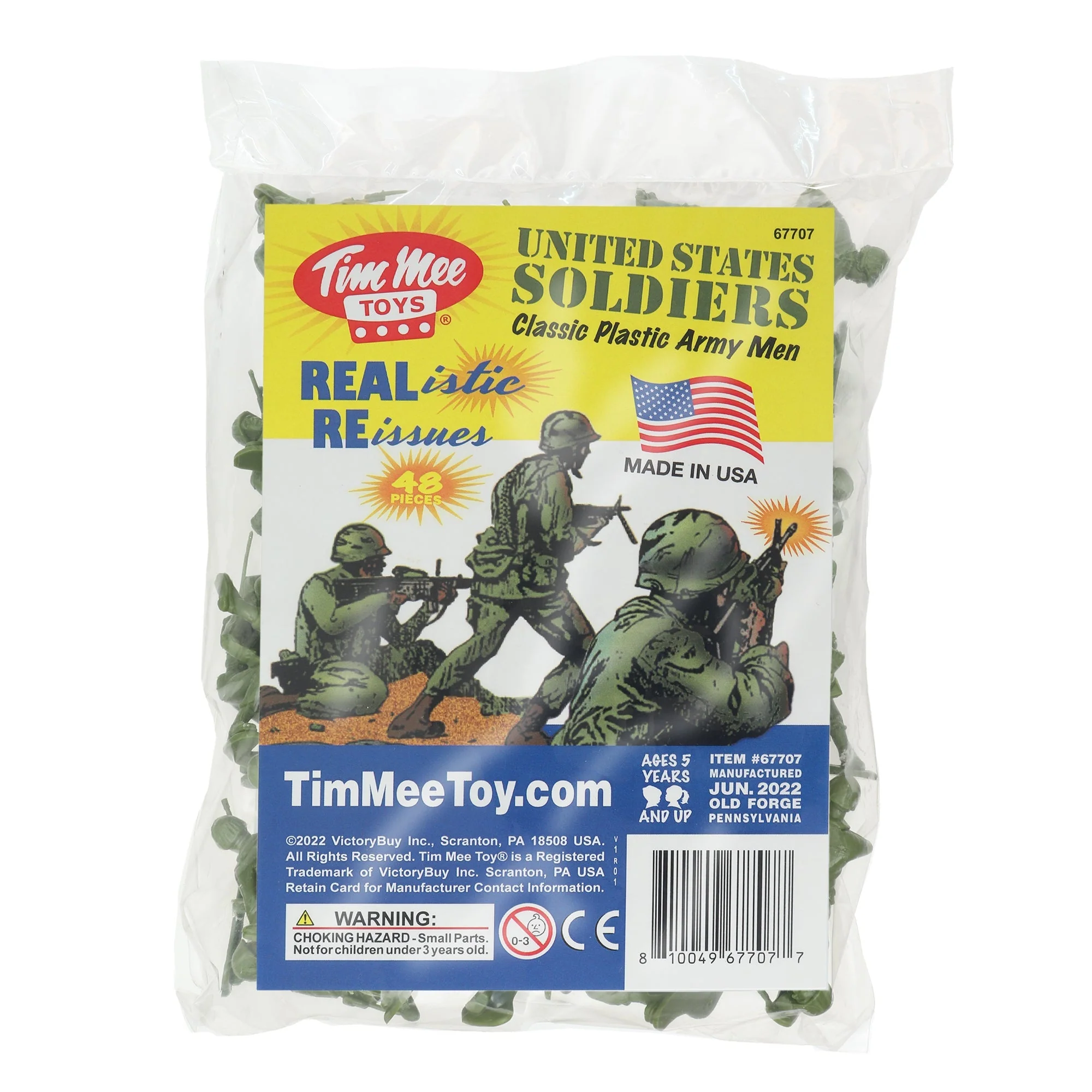 TimMee Plastic Army Men - OD Green 48pc Toy Soldier Figures - Made in USA - Image 5