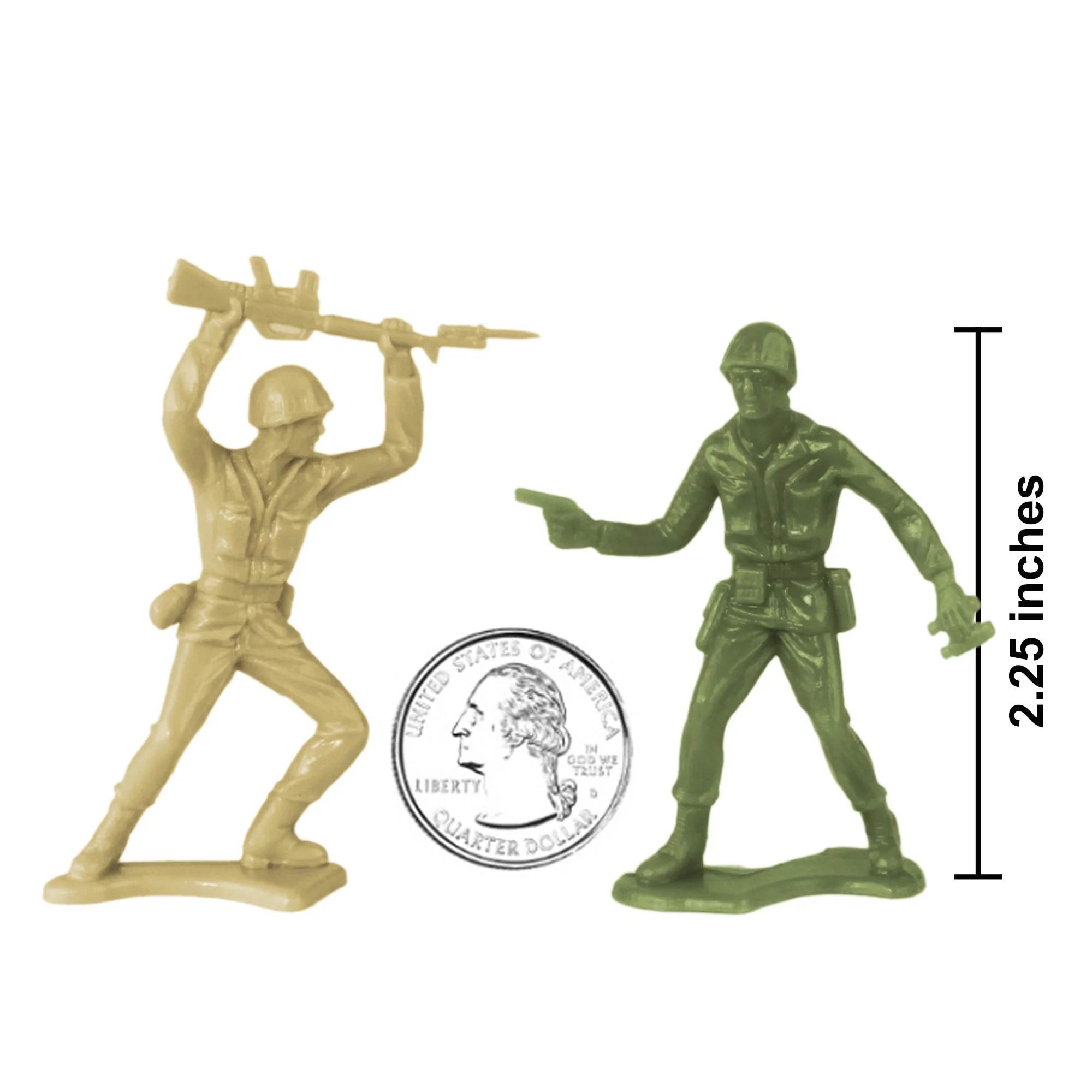 TimMee Plastic Army Men OD Green, Tan & Gray 72pc Soldier Figures - Made in USA - Image 2