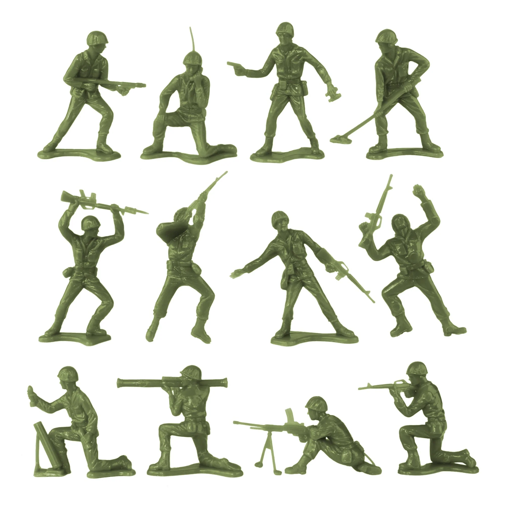 TimMee Plastic Army Men OD Green, Tan & Gray 72pc Soldier Figures - Made in USA - Image 3