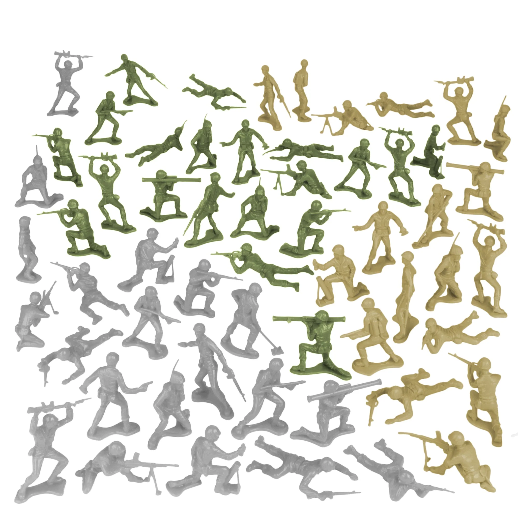 TimMee Plastic Army Men OD Green, Tan & Gray 72pc Soldier Figures - Made in USA - Image 5