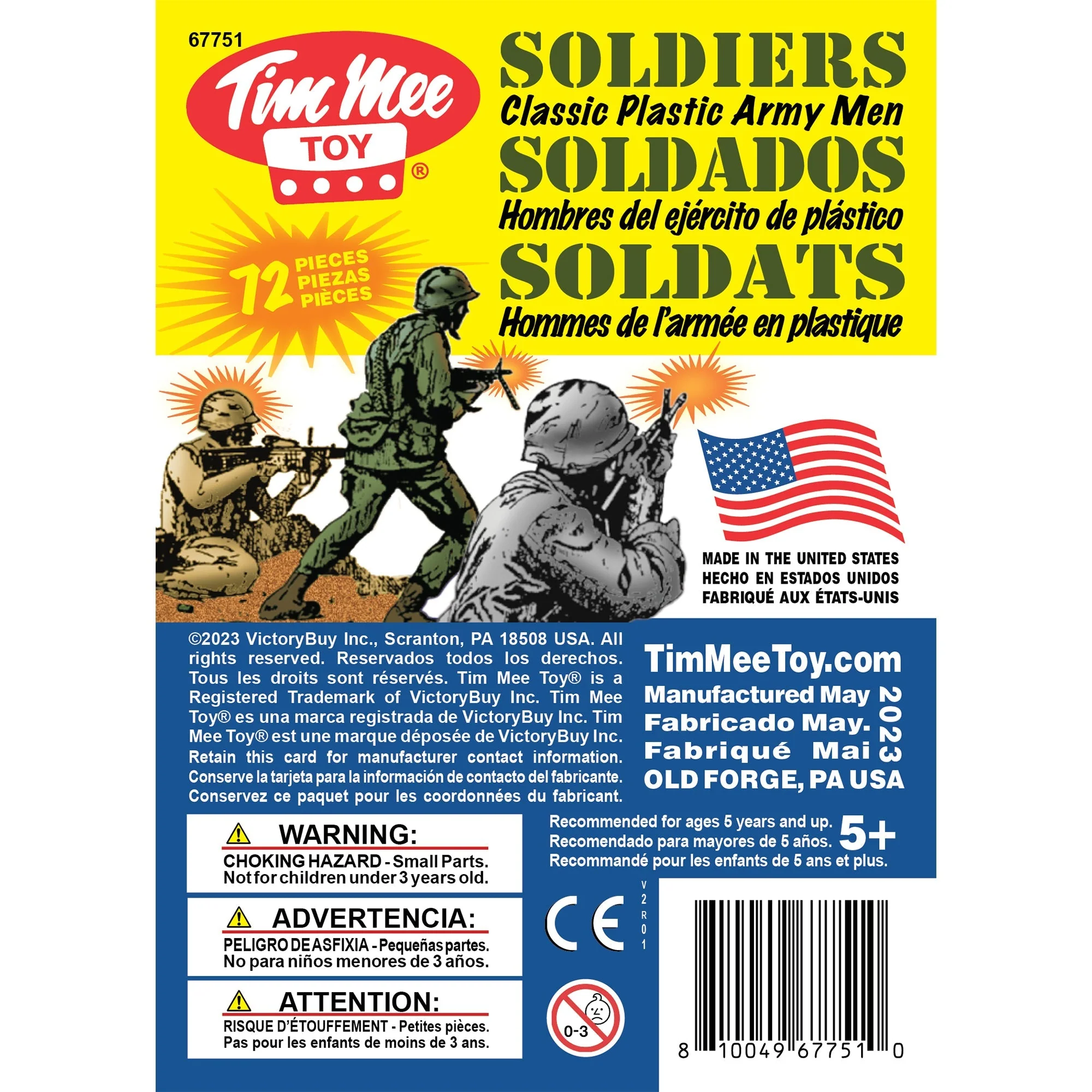 TimMee Plastic Army Men OD Green, Tan & Gray 72pc Soldier Figures - Made in USA - Image 8