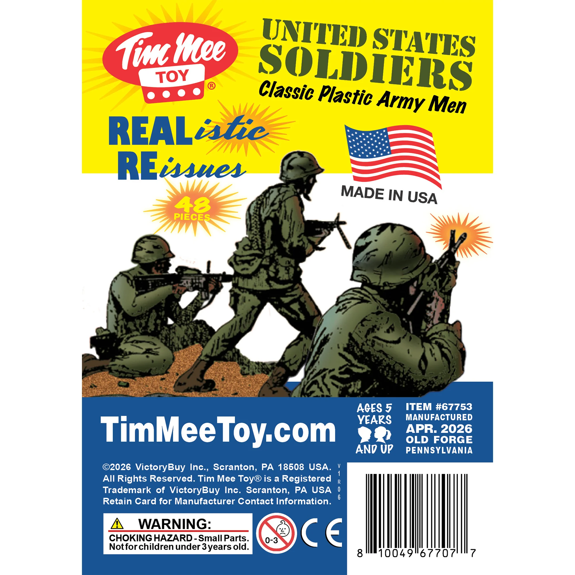TimMee Plastic Army Men - Olive Green 48pc Toy Soldier Figures - Made in USA