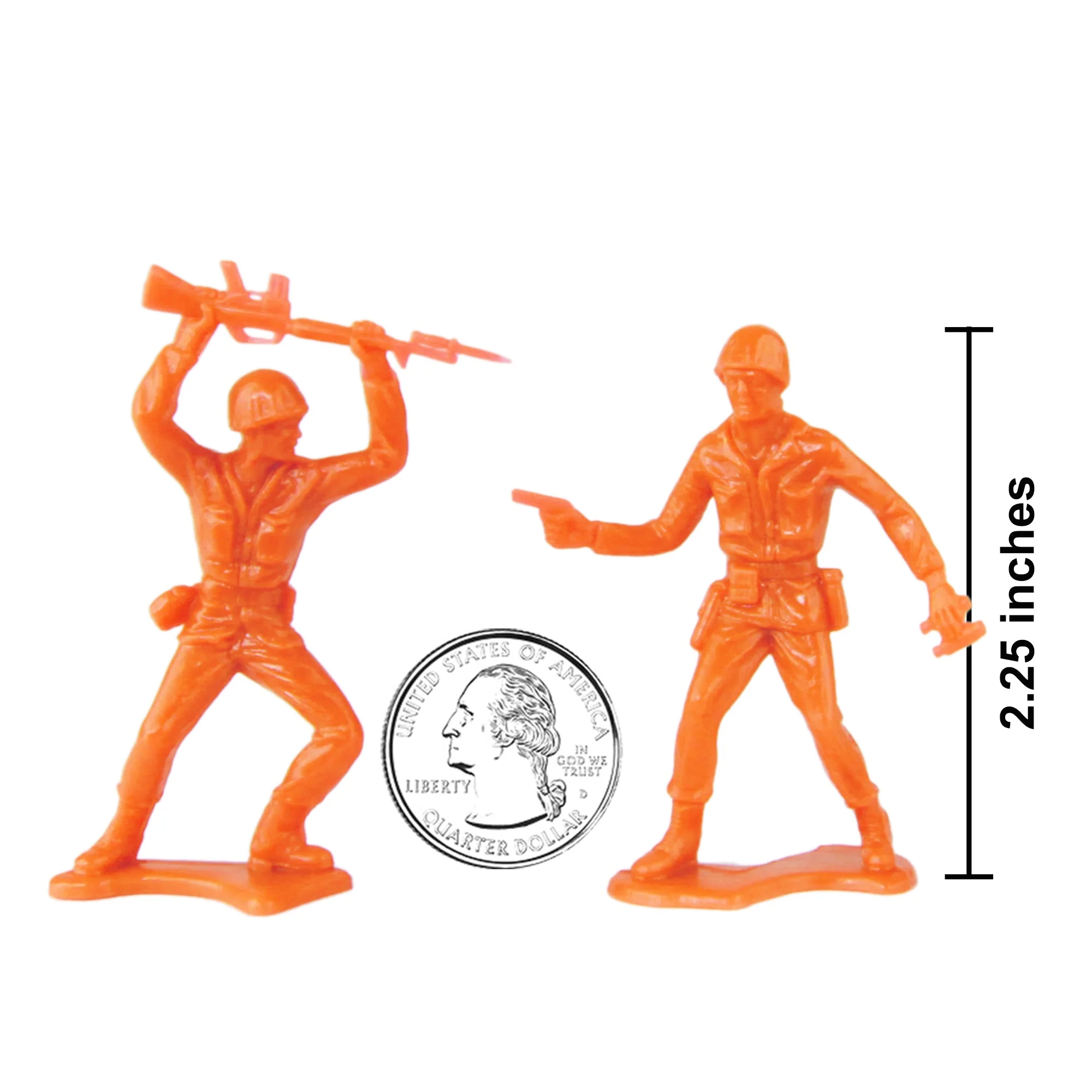 TimMee Plastic Army Men - Orange 48pc Toy Soldier Figures - Made in USA - Image 2