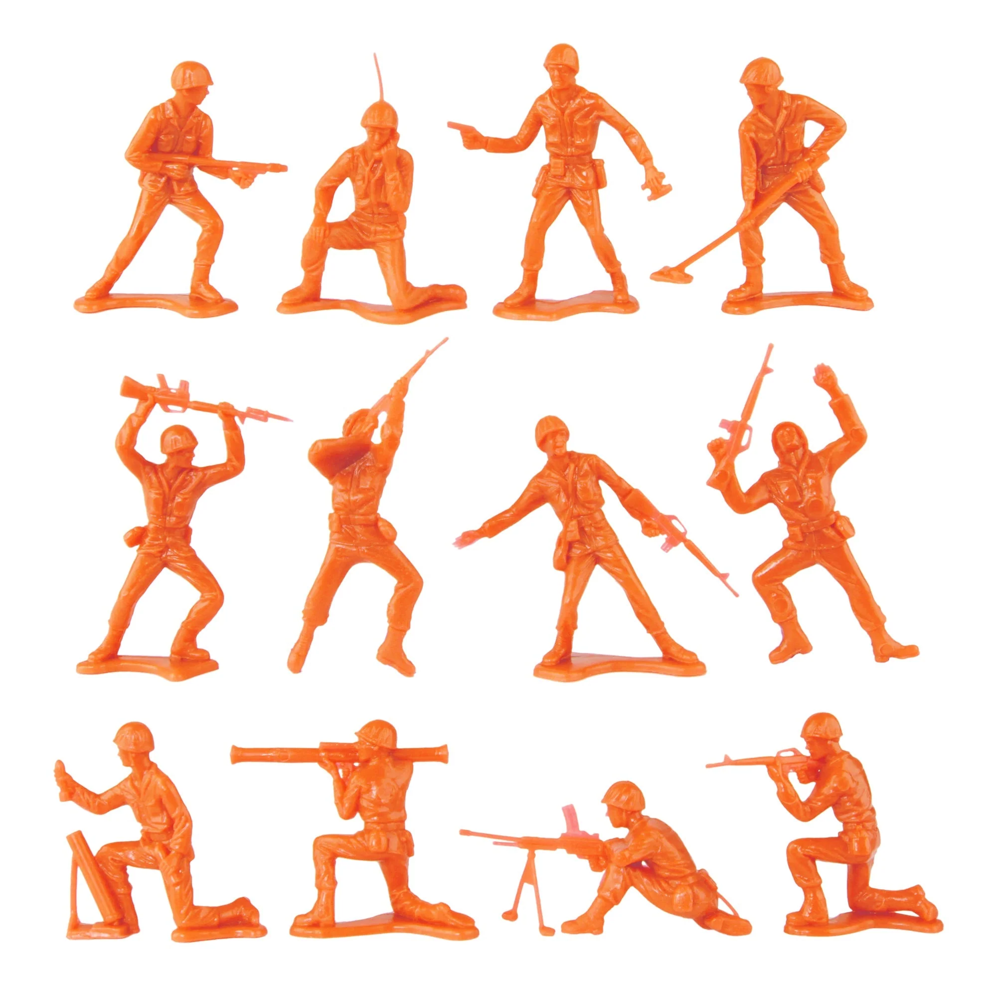 TimMee Plastic Army Men - Orange 48pc Toy Soldier Figures - Made in USA - Image 3
