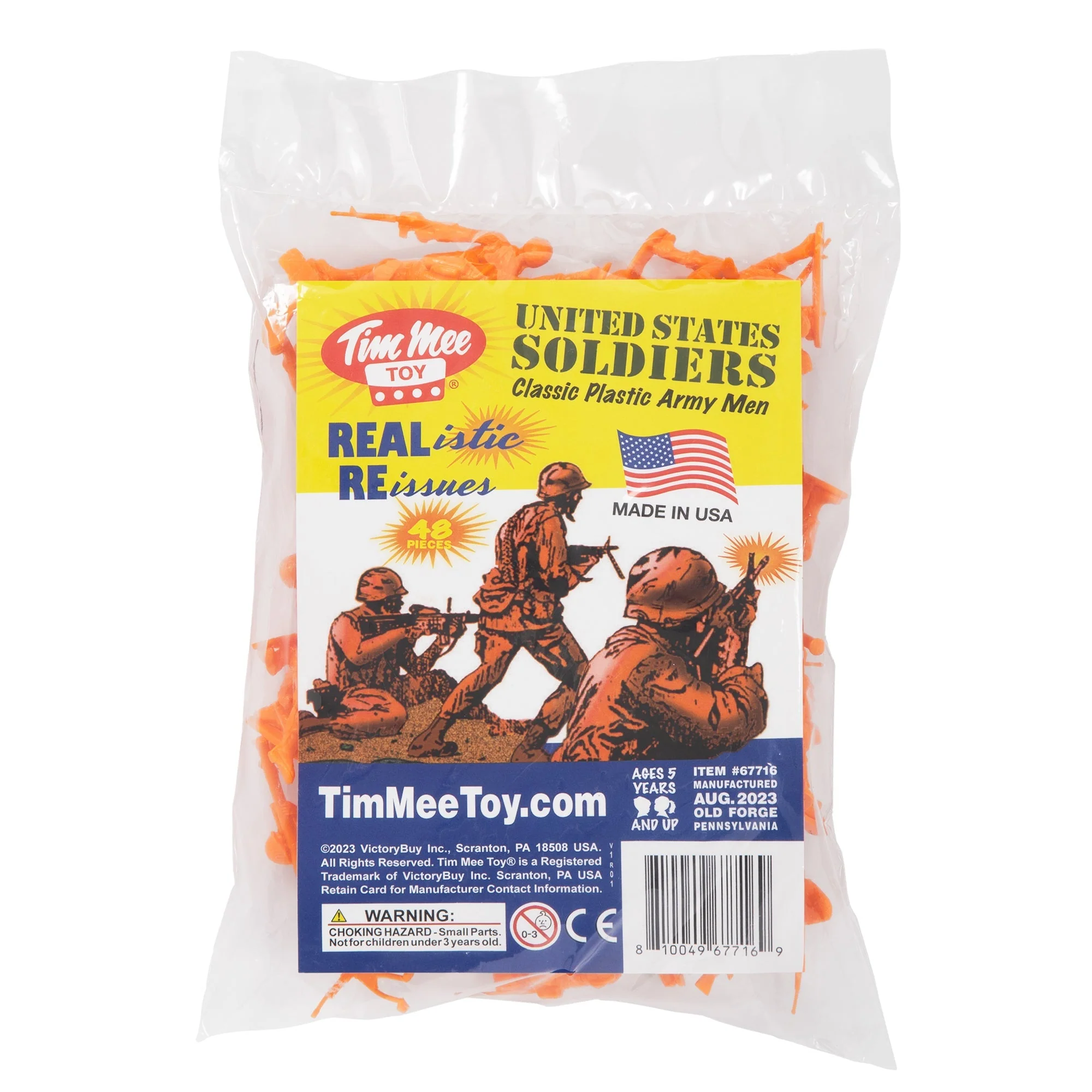 TimMee Plastic Army Men - Orange 48pc Toy Soldier Figures - Made in USA - Image 5