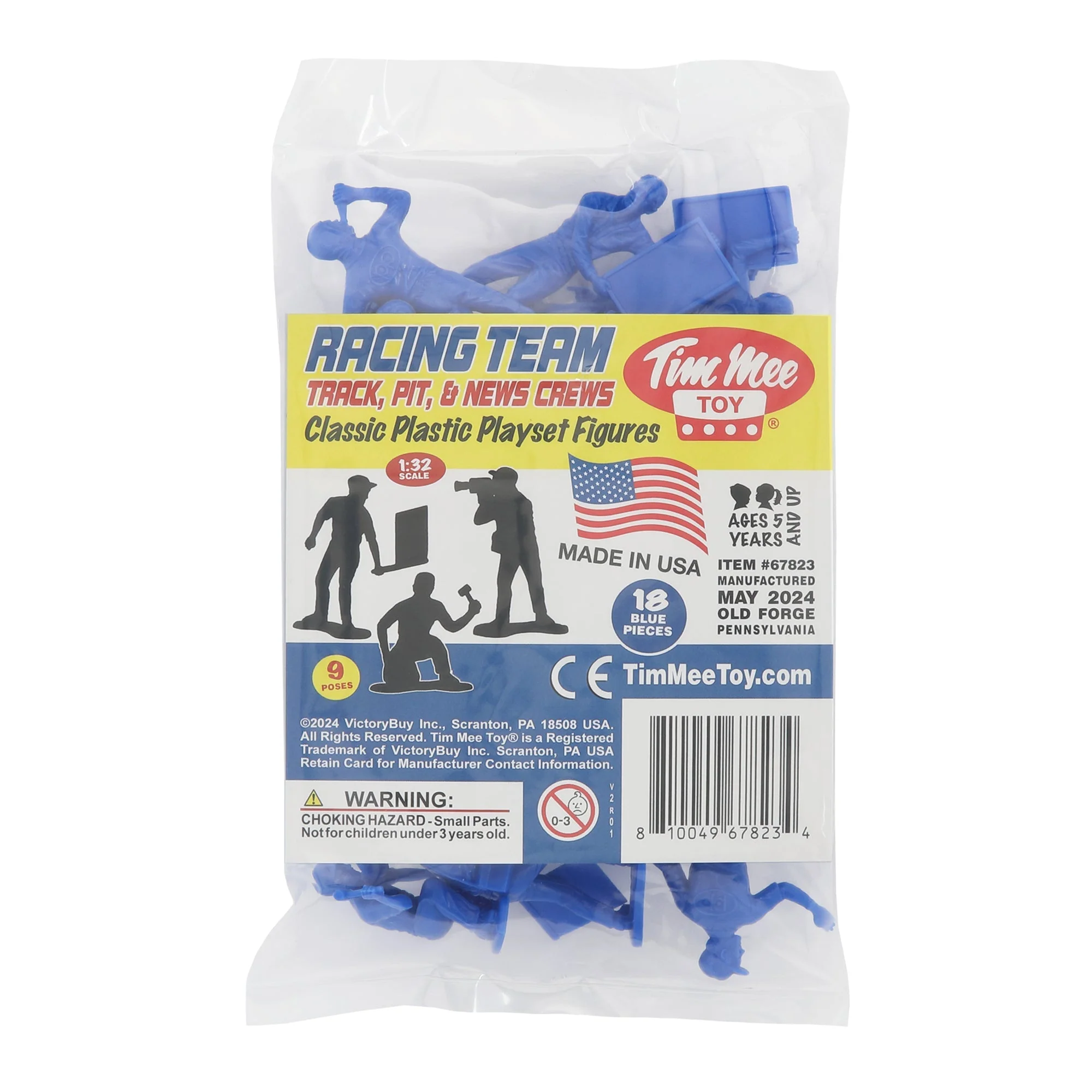 TimMee Car Racing Team Pit Track & News Crews - Blue 18pc Plastic Toy Figures US - Image 6