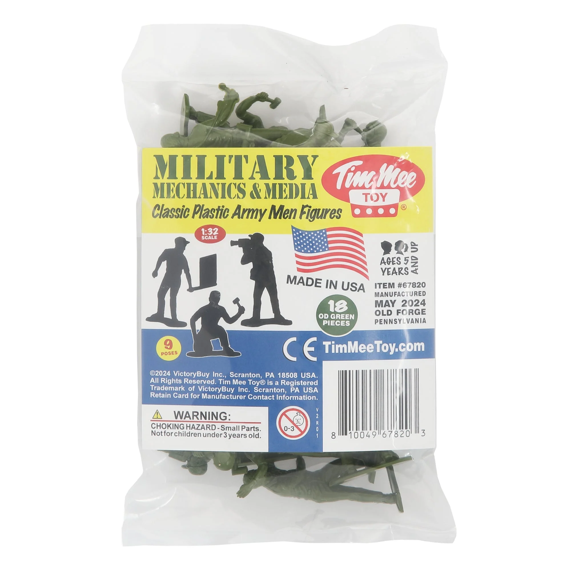 TimMee Military Mechanics & Media - OD Green 18 Plastic Army Men Soldier Figures - Image 6