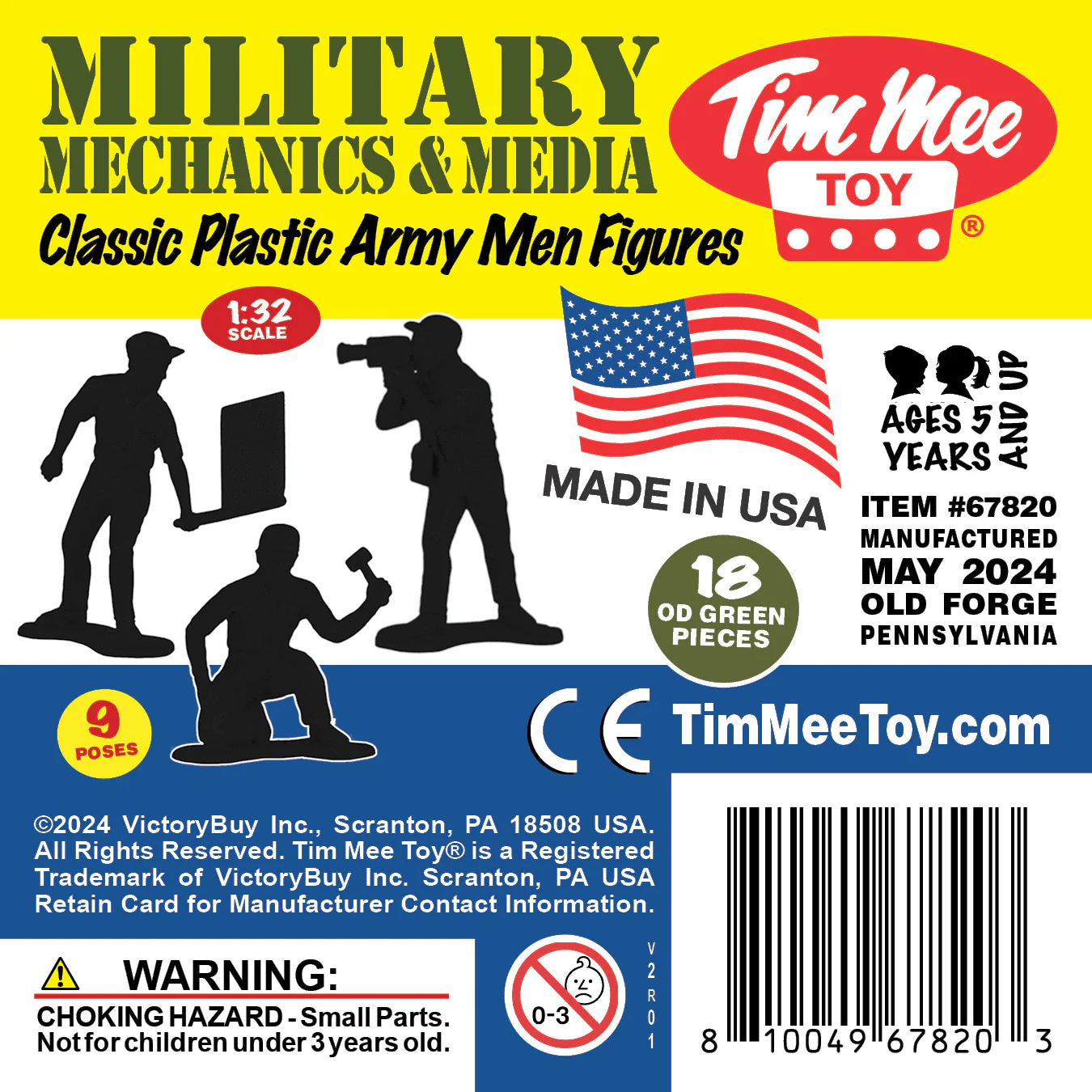 TimMee Military Mechanics & Media - OD Green 18 Plastic Army Men Soldier Figures - Image 7