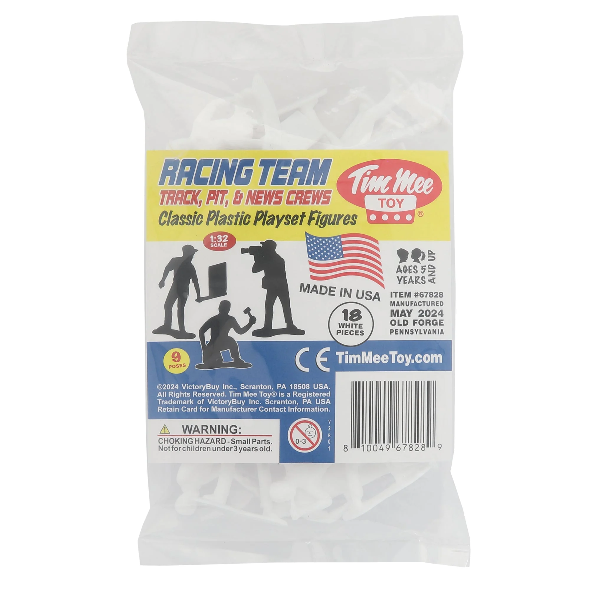 TimMee Car Racing Team Pit Track & News Crews - White 18pc Plastic Toy Figures - Image 6