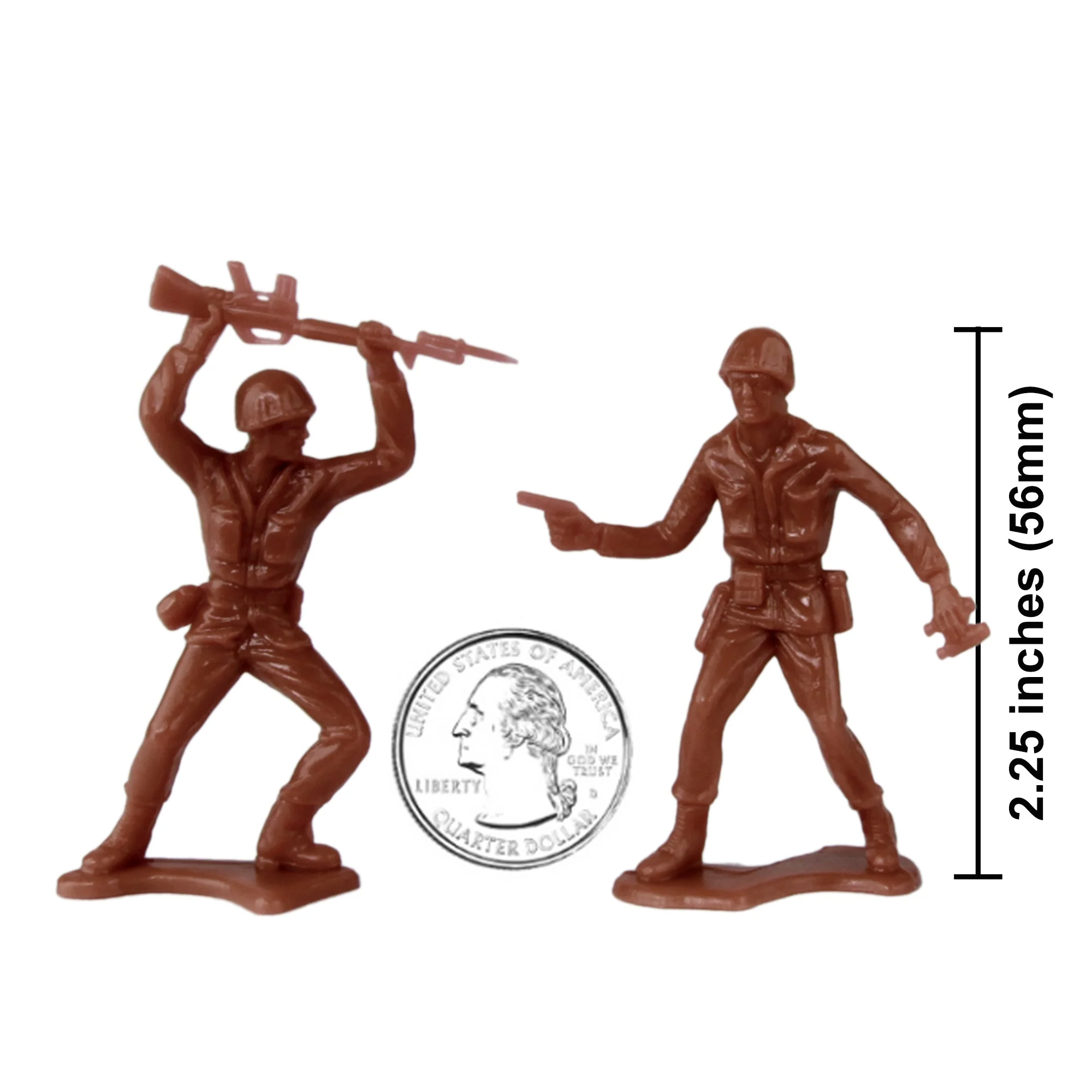 TimMee Plastic Army Men - Rust Brown 48pc Toy Soldier Figures - Made in USA - Image 2