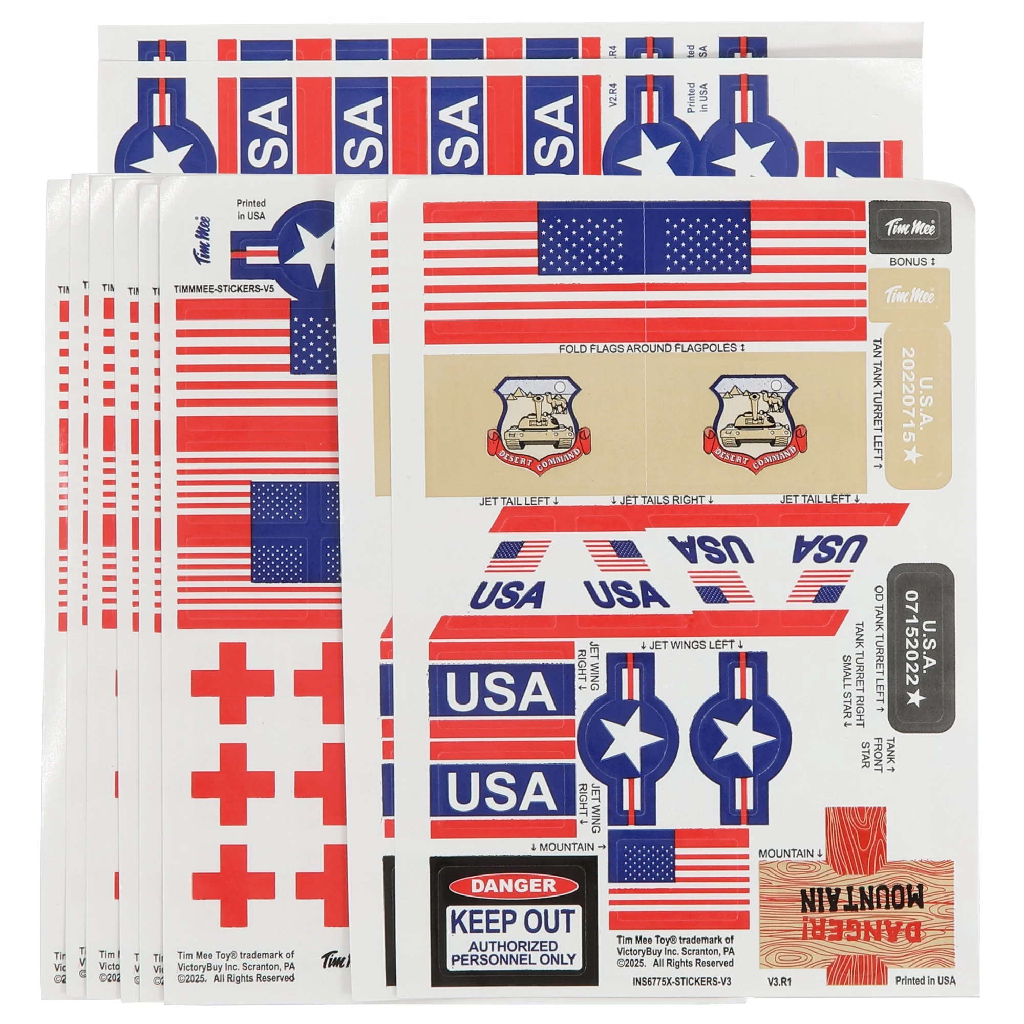 Tim Mee Toy Plastic Army Sticker Sheets for Tanks, Trucks, Aircraft