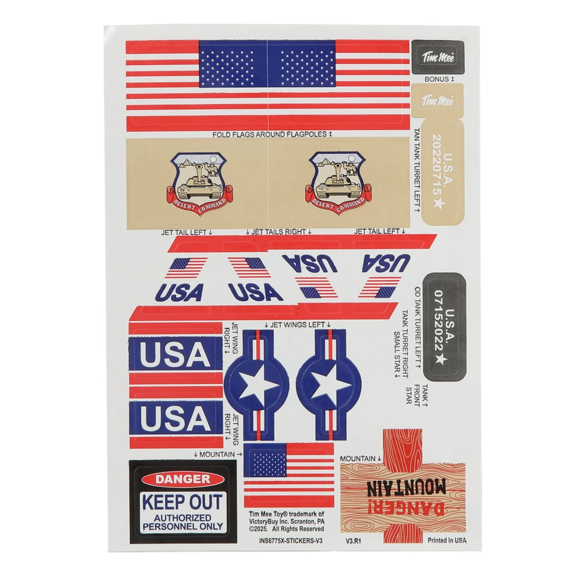 Tim Mee Toy Plastic Army Sticker Sheets for Tanks, Trucks, Aircraft - Image 4