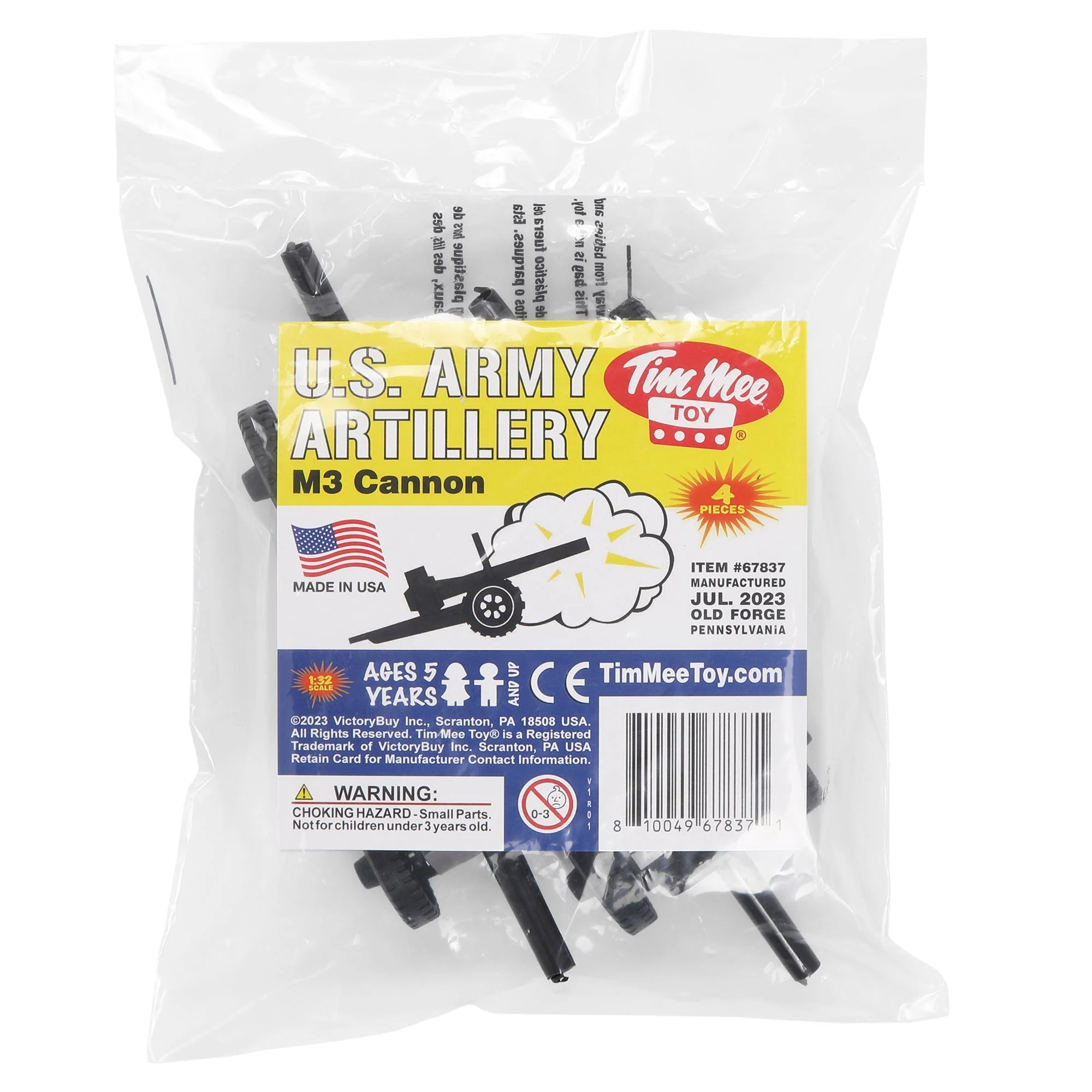 TimMee M3 ARTILLERY - Black 4pc Plastic Army Men Cannon Playset - Made in USA - Image 4