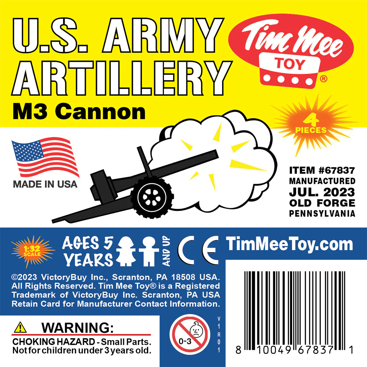 TimMee M3 ARTILLERY - Black 4pc Plastic Army Men Cannon Playset - Made in USA - Image 5