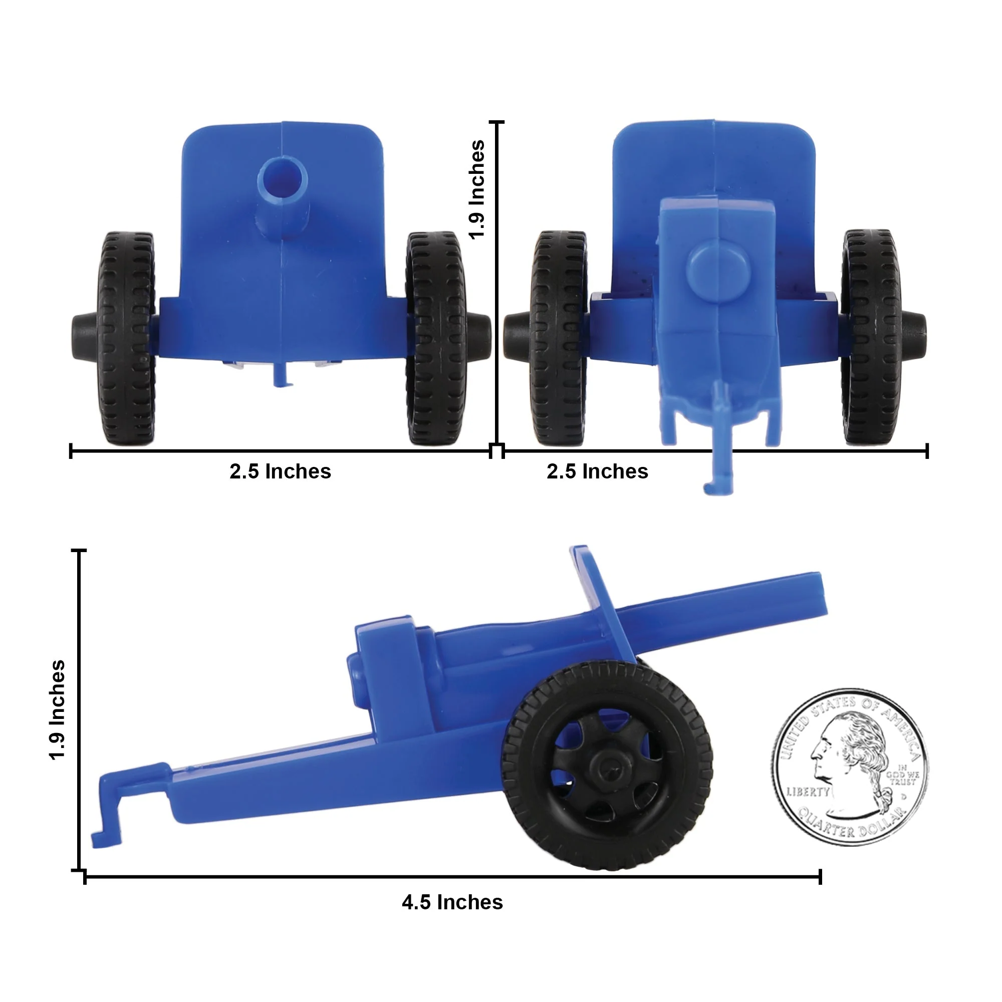 TimMee M3 ARTILLERY - Blue 4pc Plastic Army Men Cannon Playset - Made in USA - Image 2