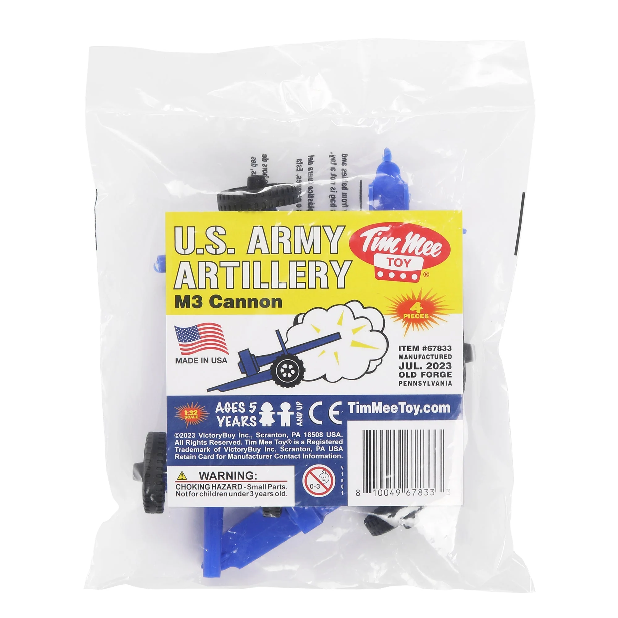 TimMee M3 ARTILLERY - Blue 4pc Plastic Army Men Cannon Playset - Made in USA - Image 4