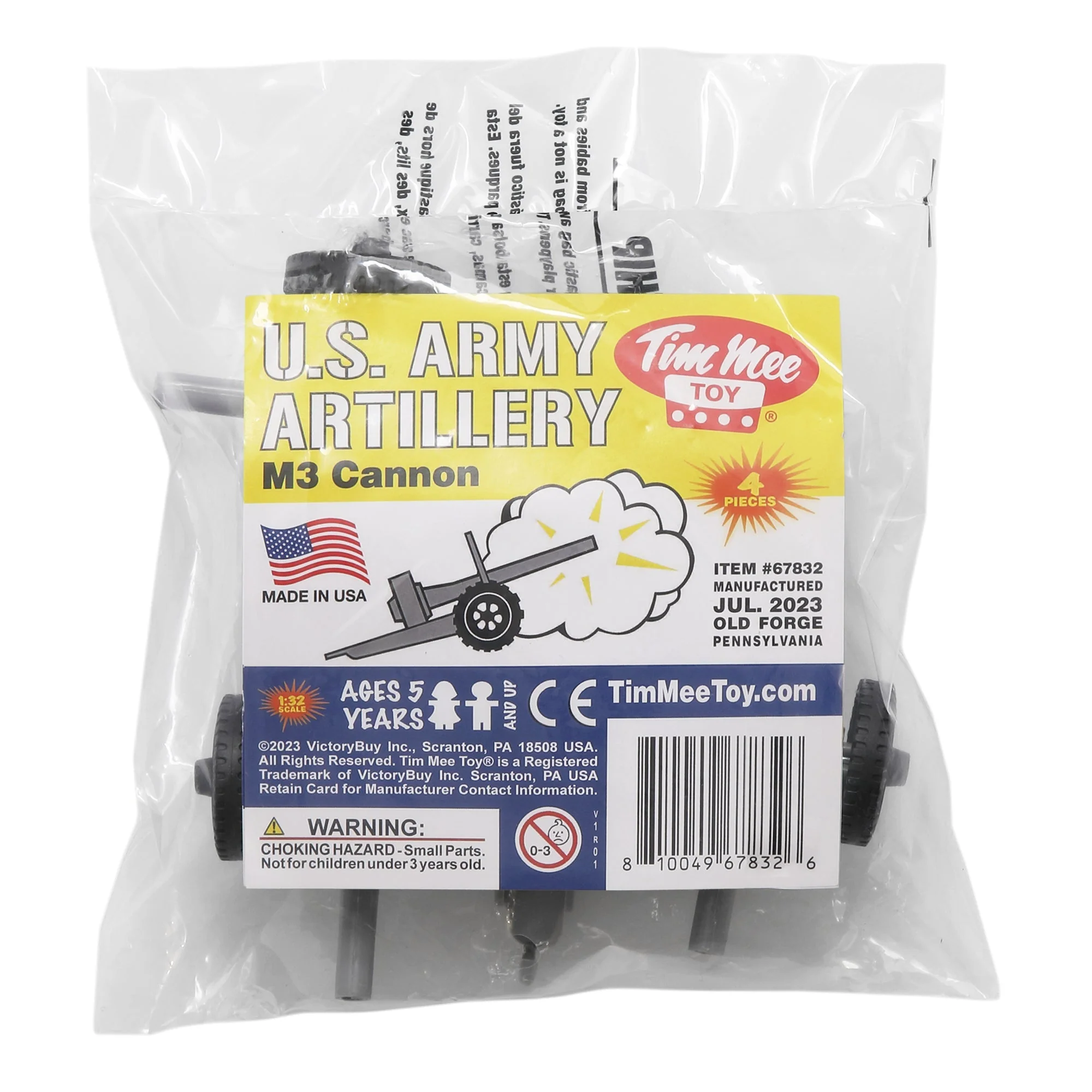 TimMee M3 ARTILLERY - Gray 4pc Plastic Army Men Cannon Playset - Made in USA - Image 4