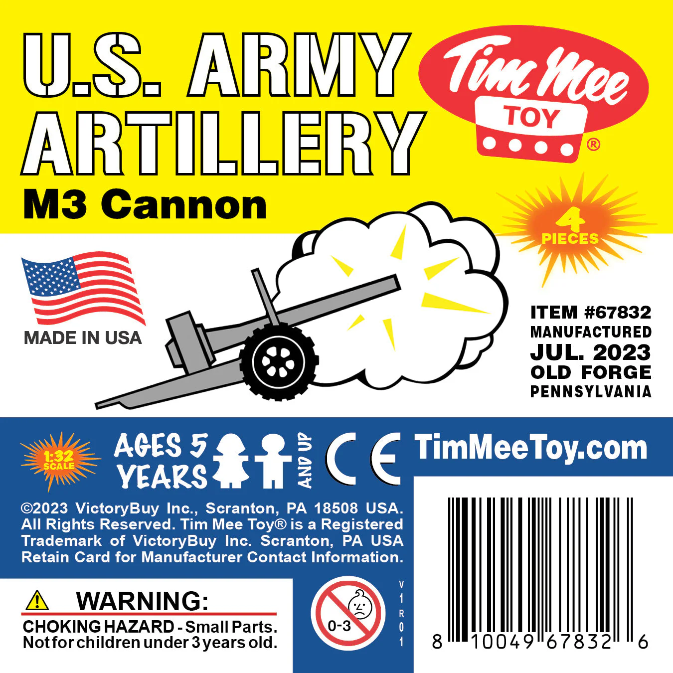 TimMee M3 ARTILLERY - Gray 4pc Plastic Army Men Cannon Playset - Made in USA - Image 5