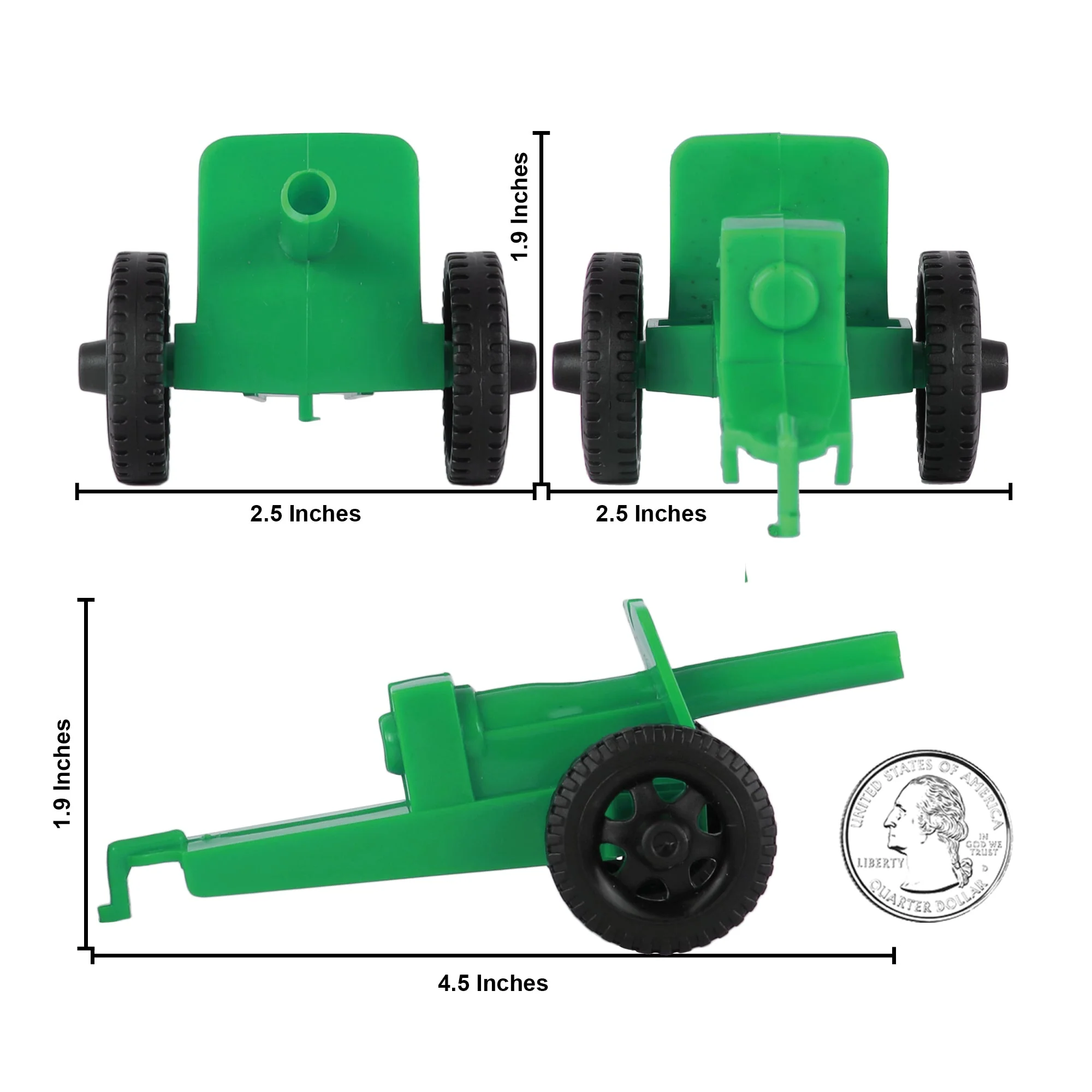 TimMee M3 ARTILLERY - Green 4pc Plastic Army Men Cannon Playset - Made in USA - Image 2