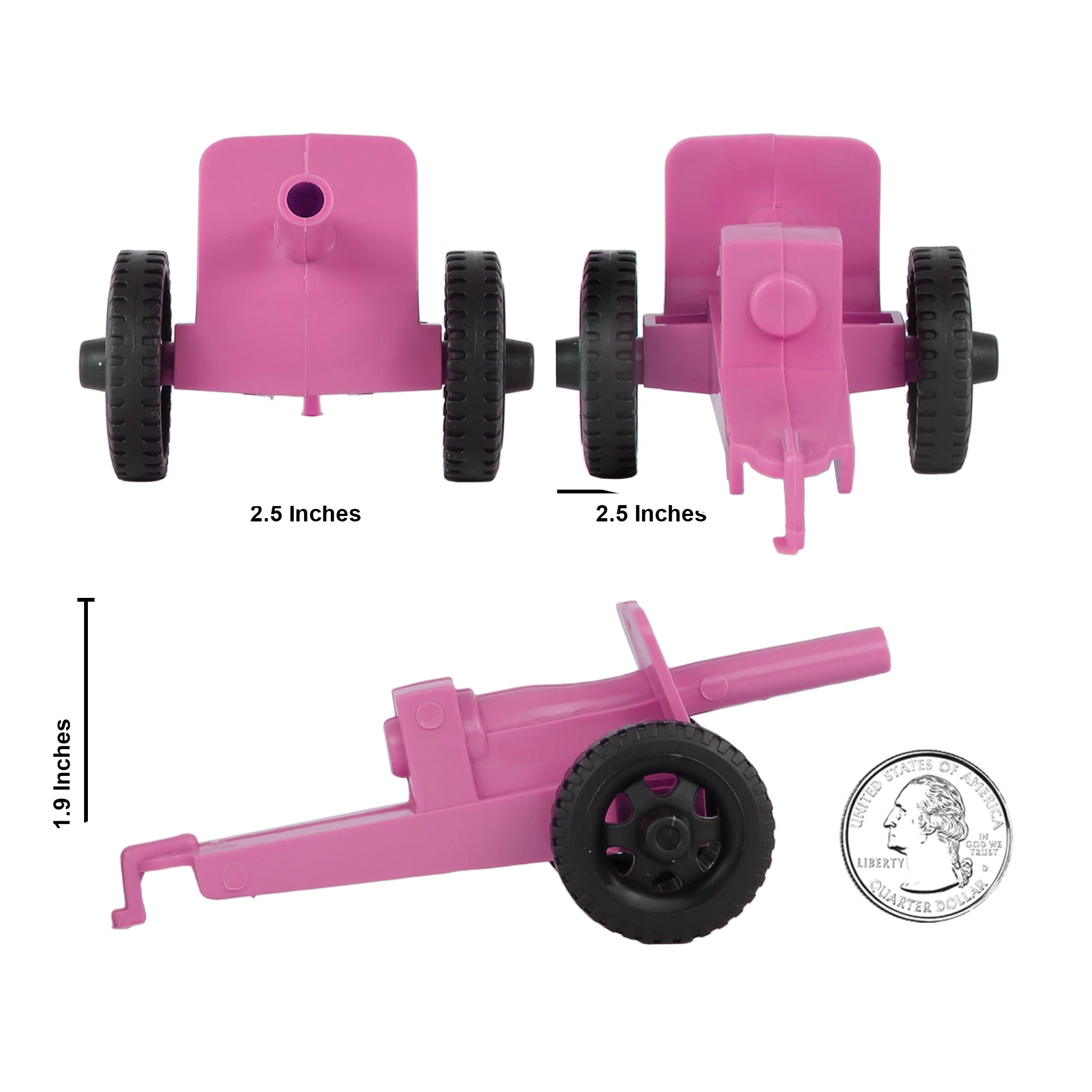 TimMee M3 ARTILLERY - Pink 4pc Plastic Army Men Cannon Playset - Made in USA - Image 2