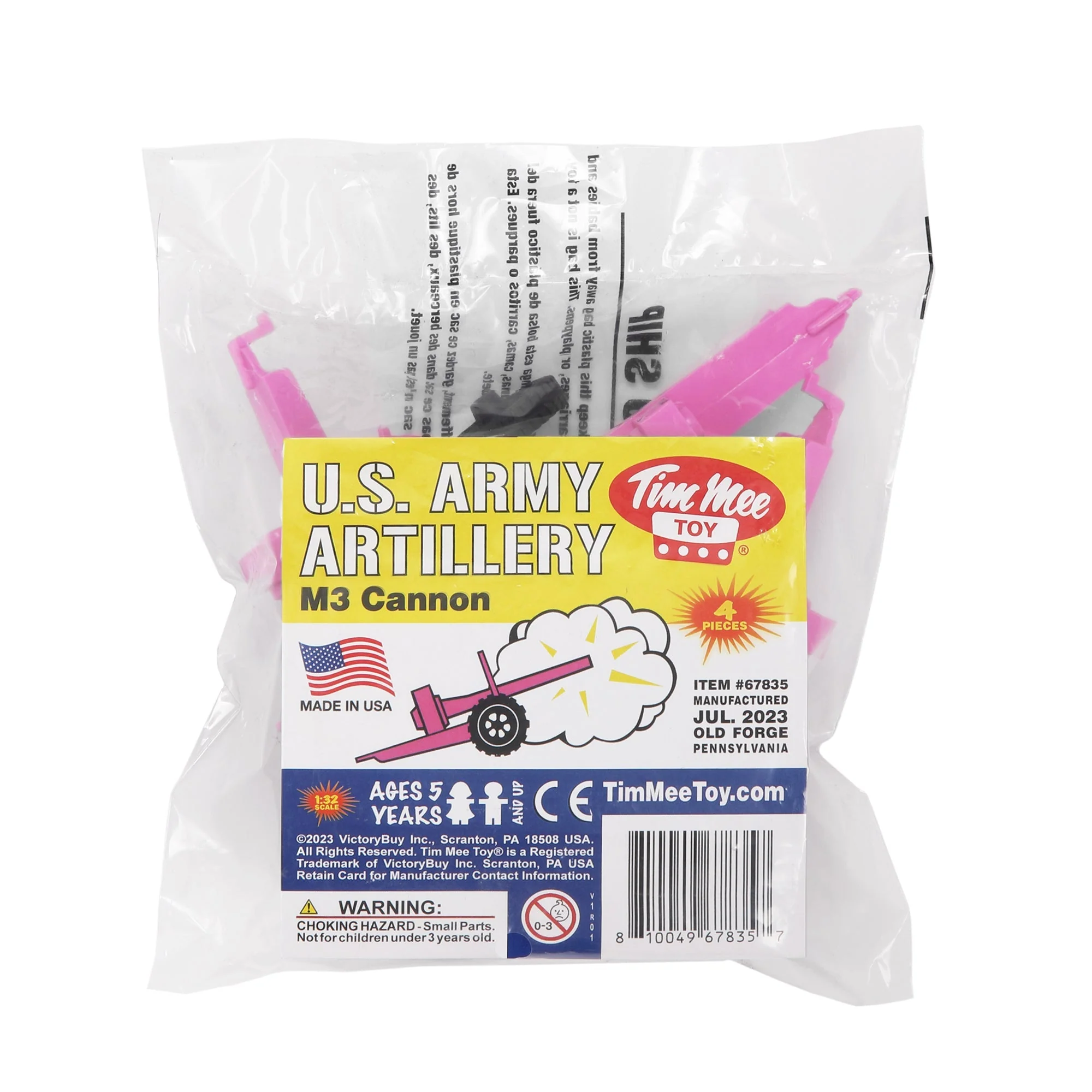 TimMee M3 ARTILLERY - Pink 4pc Plastic Army Men Cannon Playset - Made in USA - Image 4