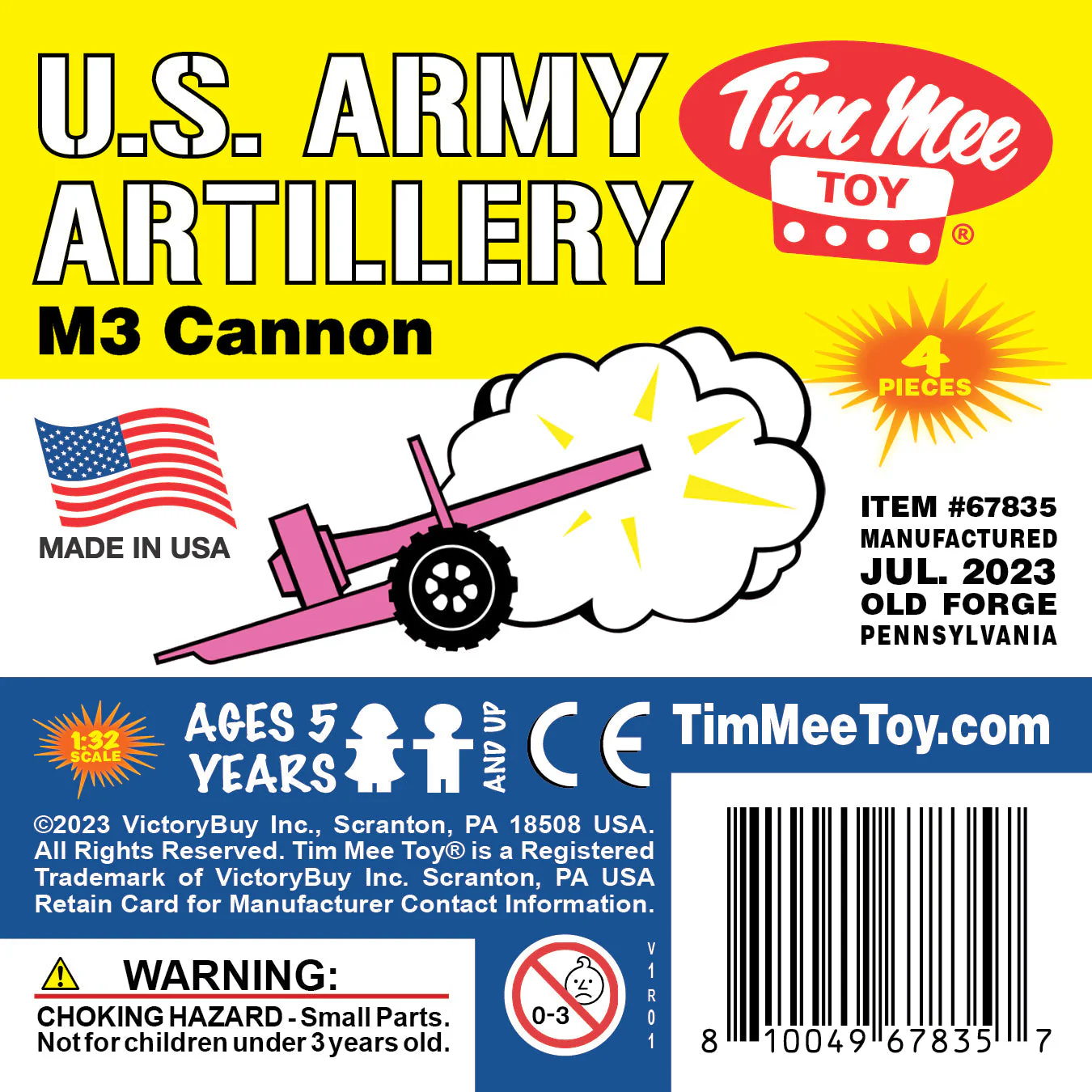 TimMee M3 ARTILLERY - Pink 4pc Plastic Army Men Cannon Playset - Made in USA - Image 5