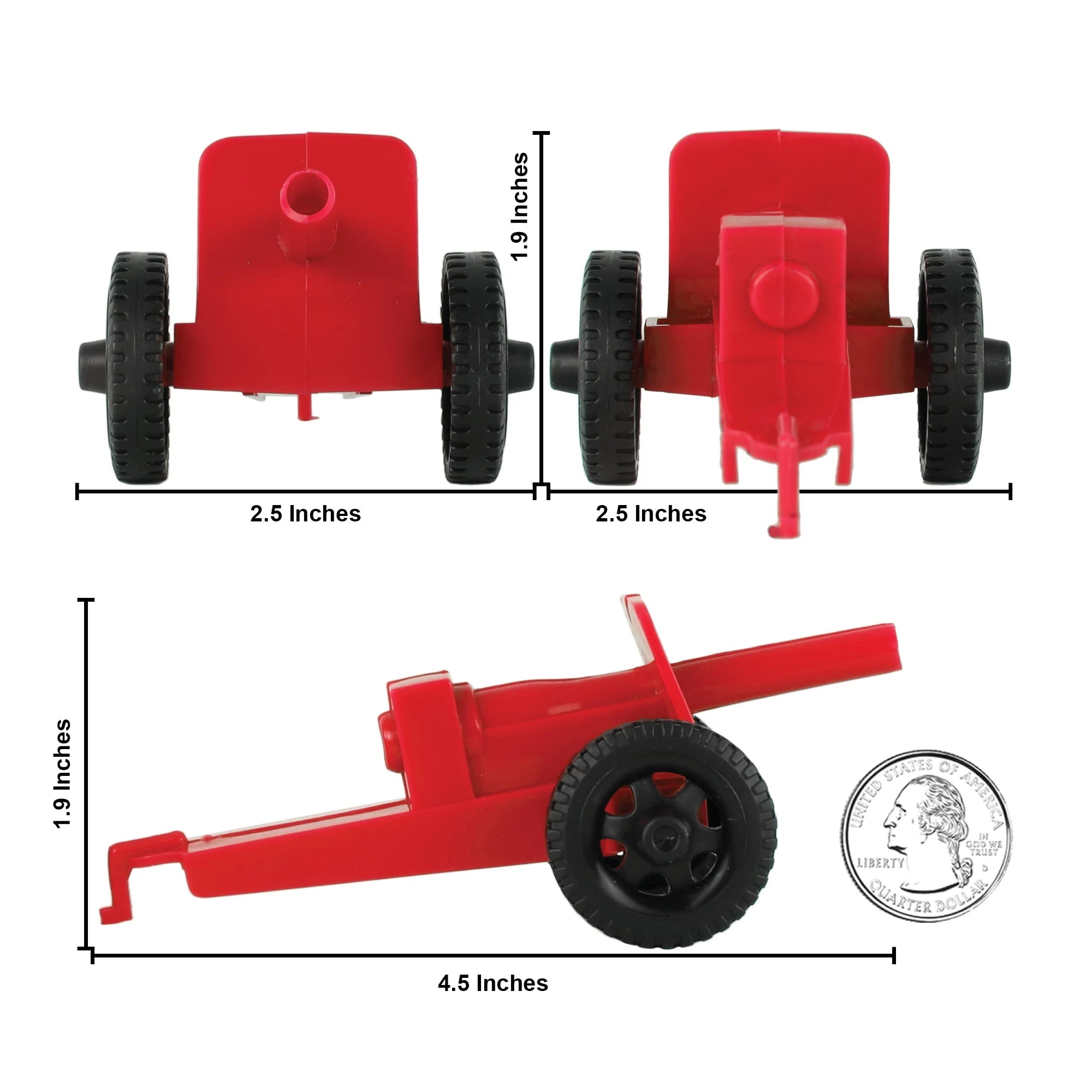 TimMee M3 ARTILLERY - Red 4pc Plastic Army Men Cannon Playset - Made in USA - Image 2