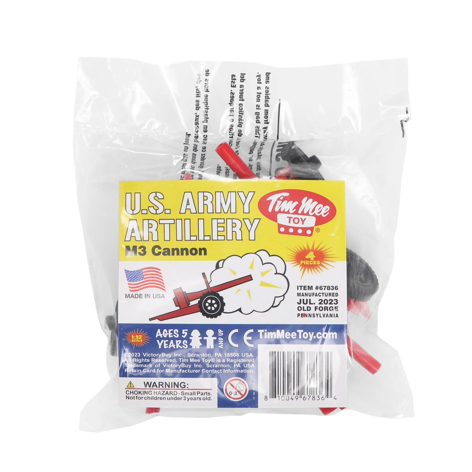 TimMee M3 ARTILLERY - Red 4pc Plastic Army Men Cannon Playset - Made in USA - Image 4