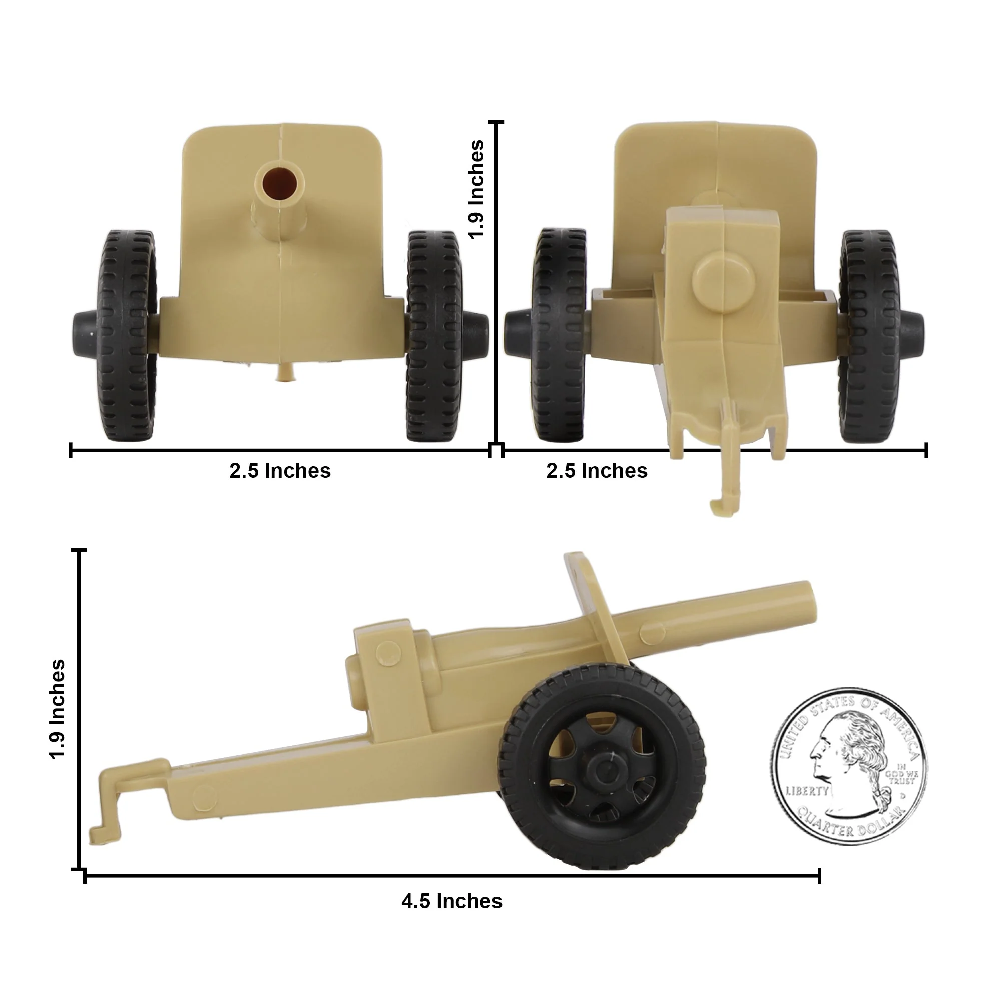 TimMee M3 ARTILLERY - Tan 4pc Plastic Army Men Cannon Playset - Made in USA - Image 2