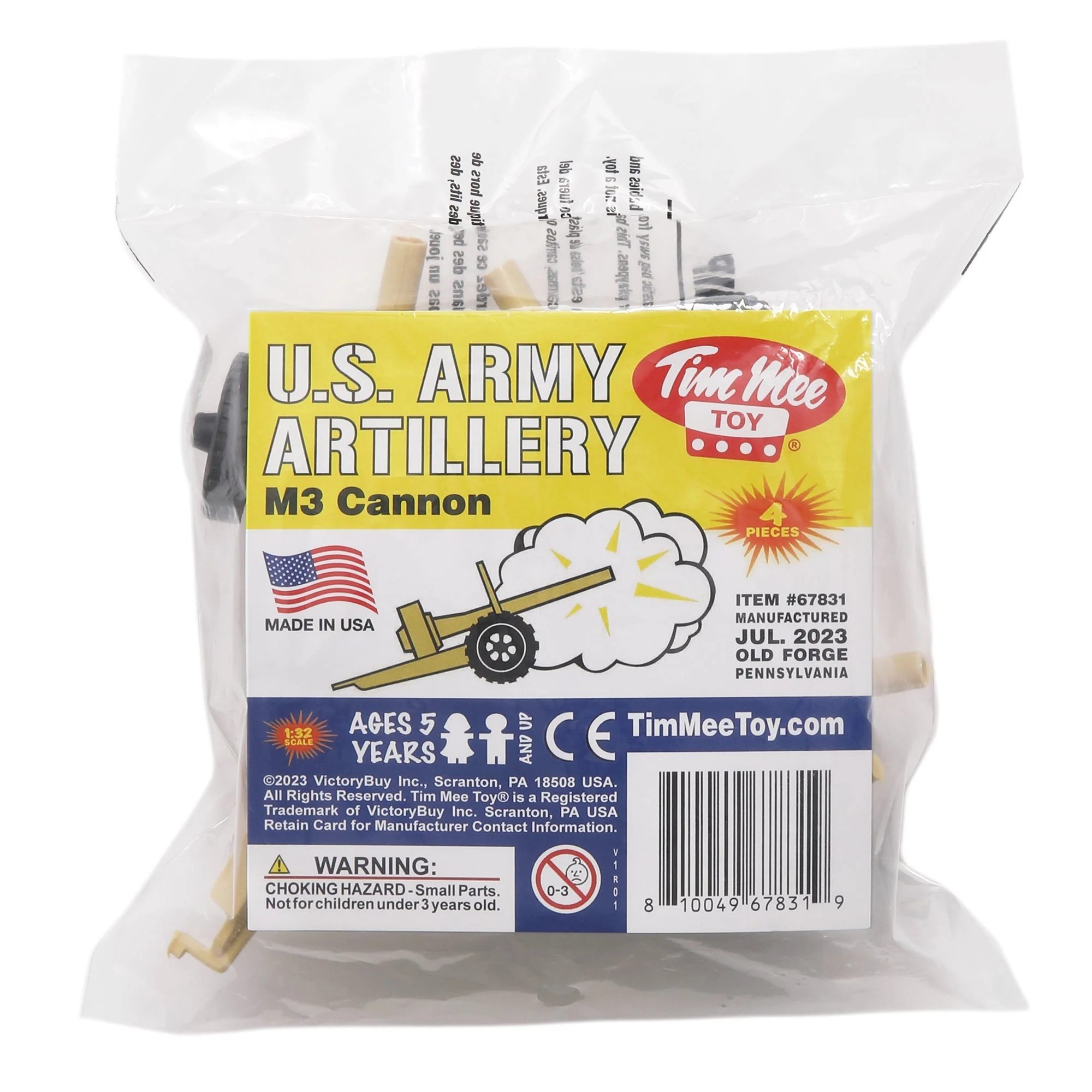 TimMee M3 ARTILLERY - Tan 4pc Plastic Army Men Cannon Playset - Made in USA - Image 4
