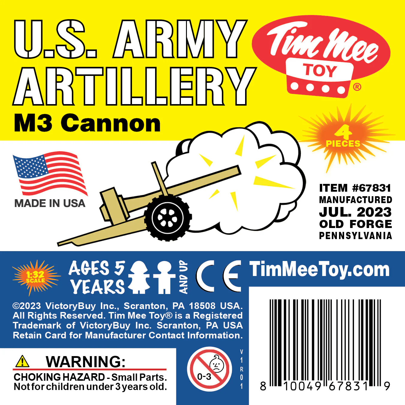 TimMee M3 ARTILLERY - Tan 4pc Plastic Army Men Cannon Playset - Made in USA - Image 5