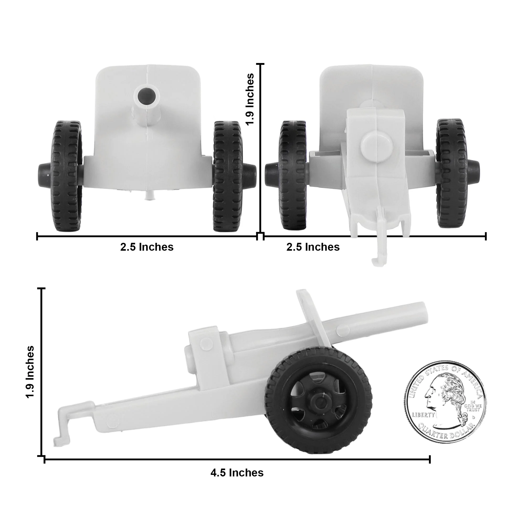 TimMee M3 ARTILLERY - White 4pc Plastic Army Men Cannon Playset - Made in USA - Image 2