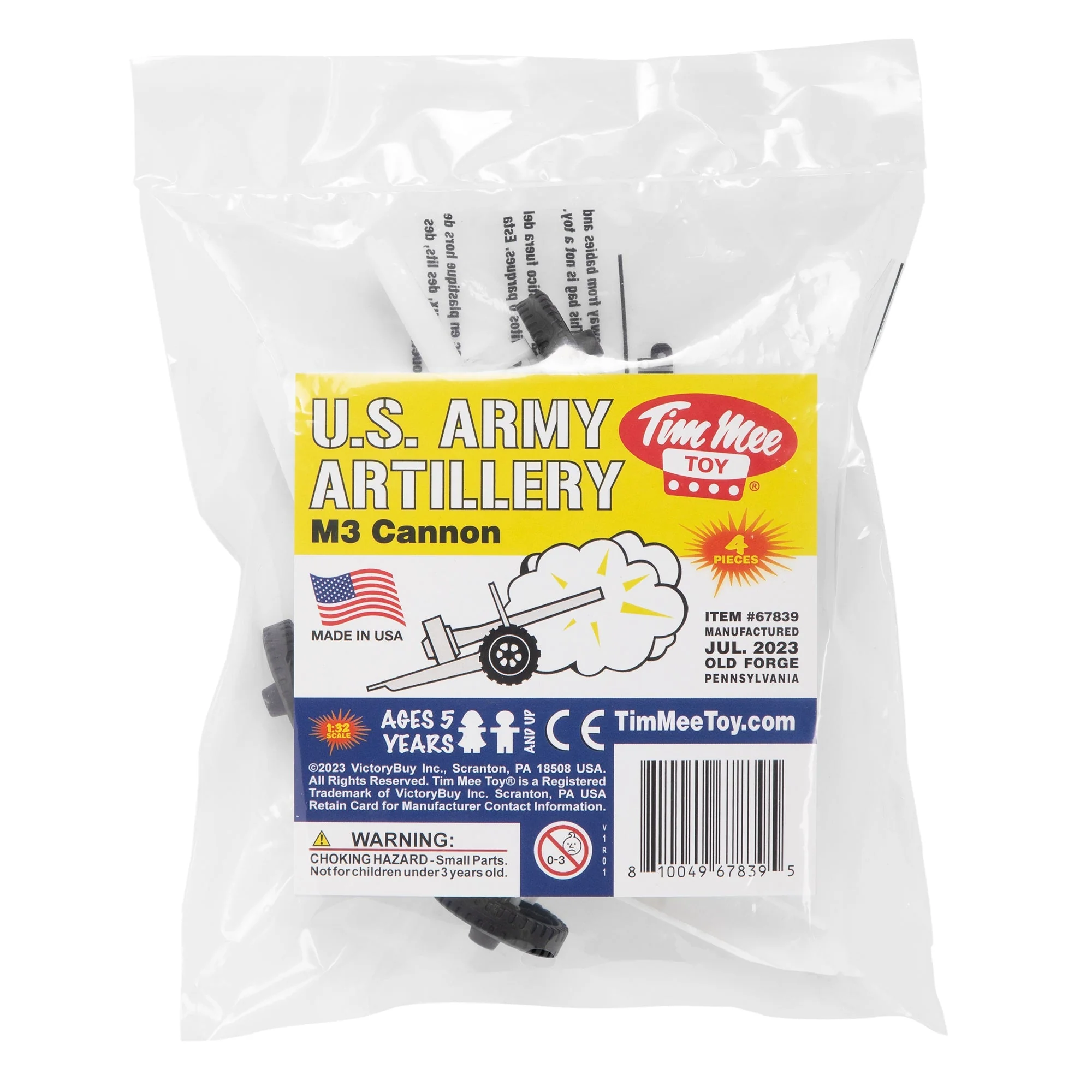 TimMee M3 ARTILLERY - White 4pc Plastic Army Men Cannon Playset - Made in USA - Image 4