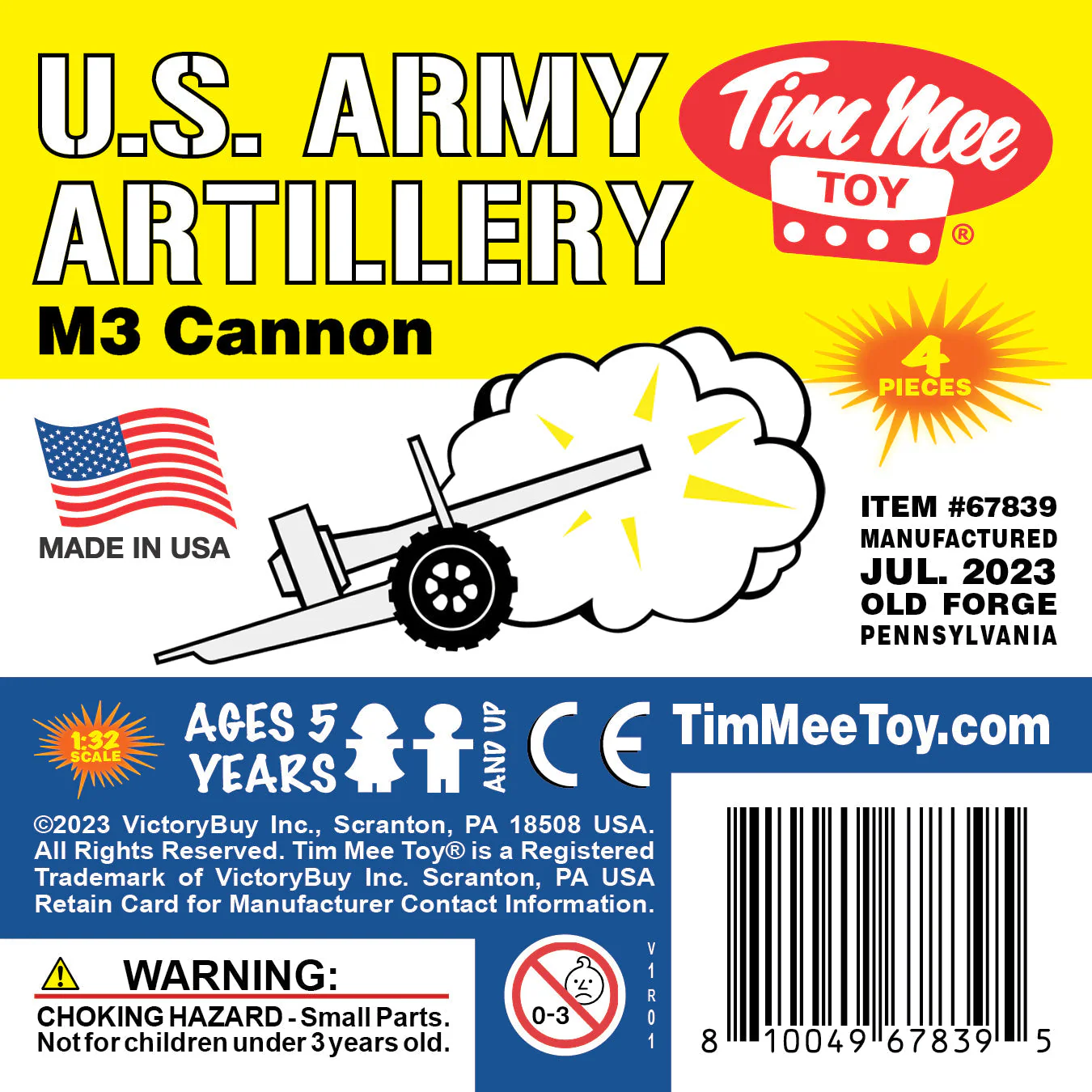 TimMee M3 ARTILLERY - White 4pc Plastic Army Men Cannon Playset - Made in USA - Image 5