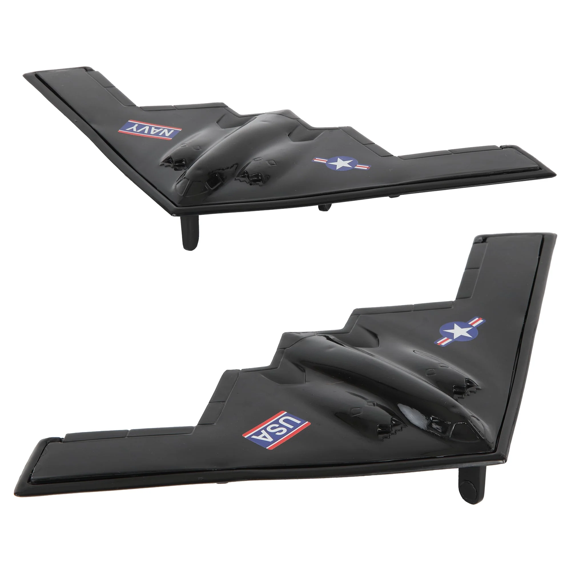 TimMee Air Strike B-2 Stealth Bomber Jets - 2pc Black Plastic Army Men Airplanes