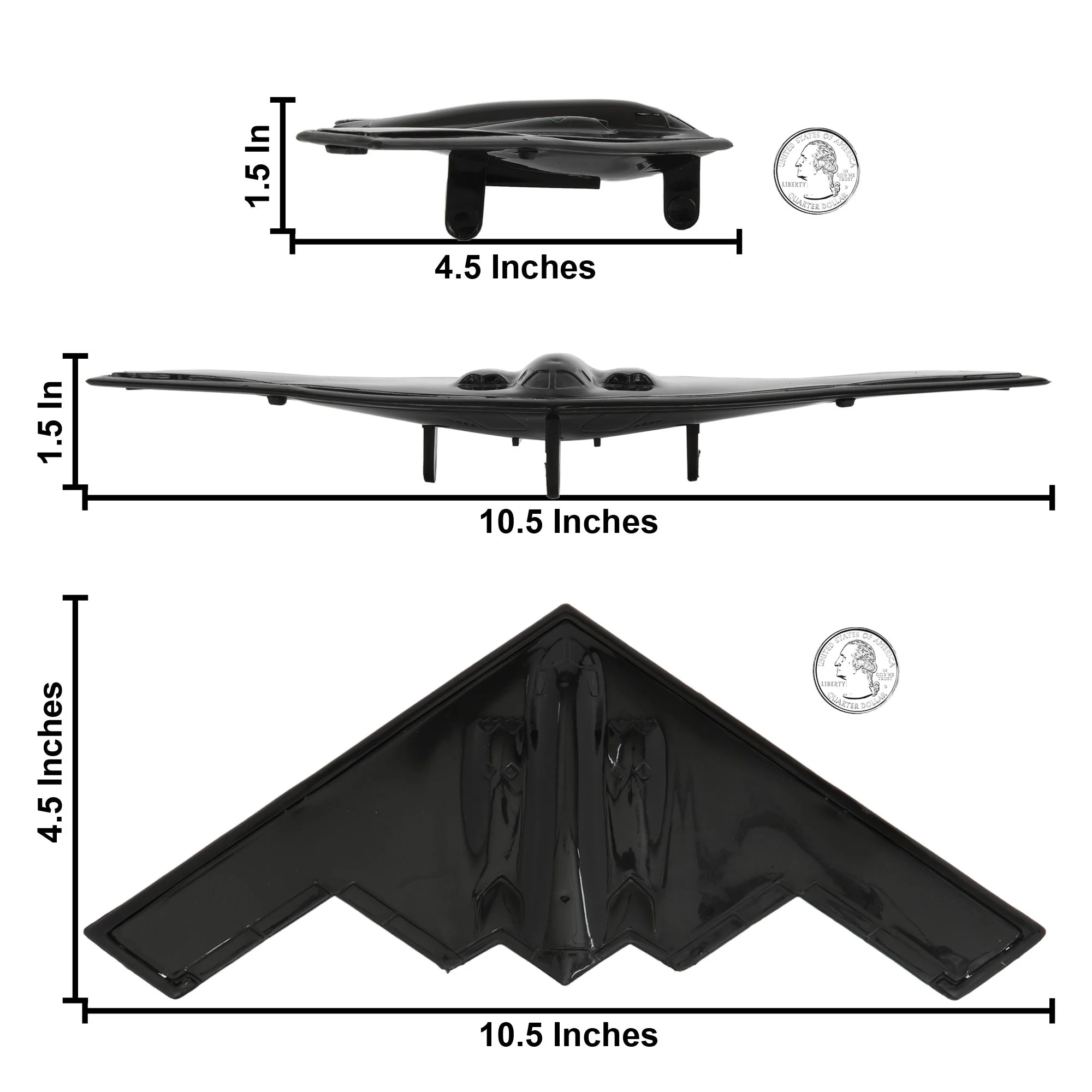 TimMee Air Strike B-2 Stealth Bomber Jets - 2pc Black Plastic Army Men Airplanes - Image 2