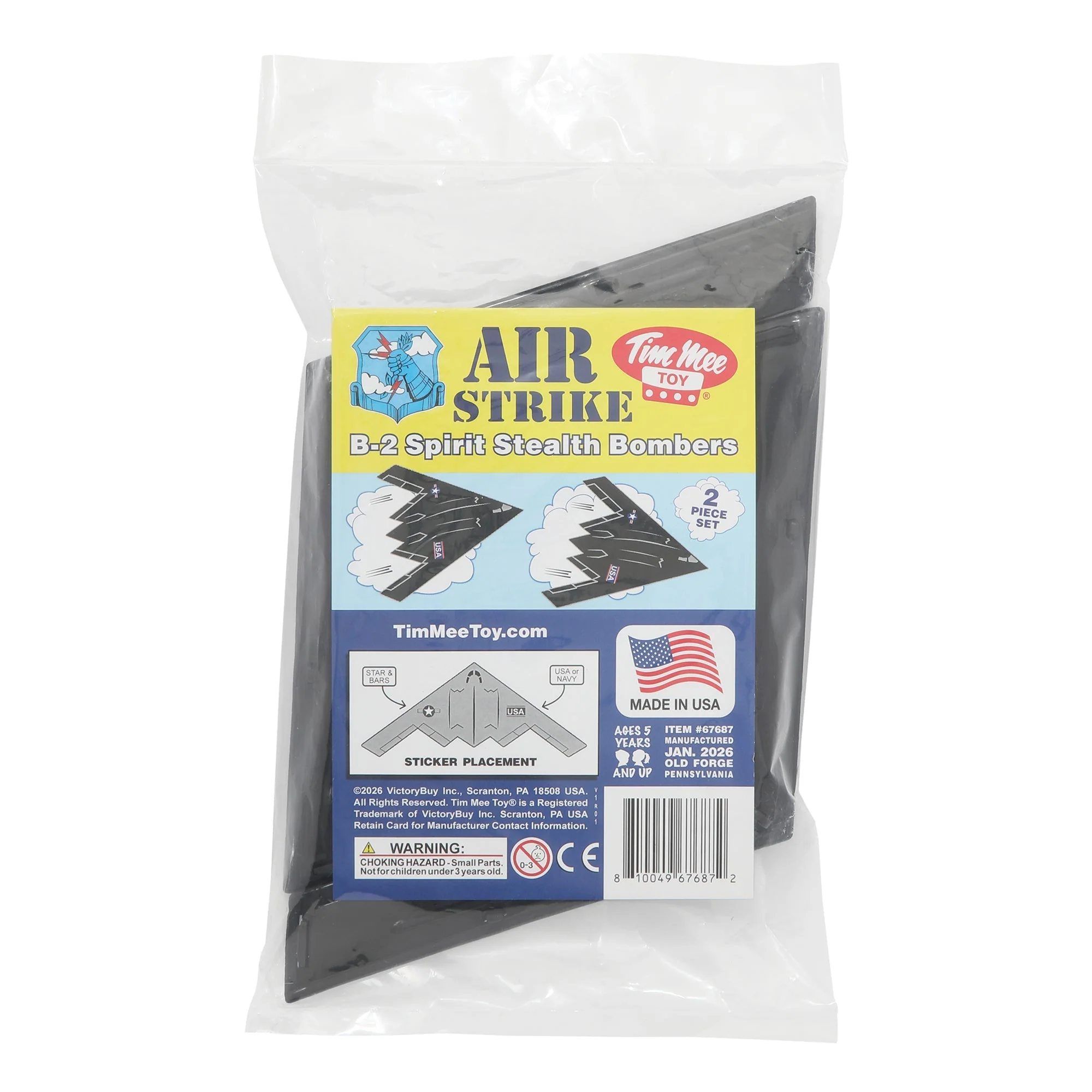 TimMee Air Strike B-2 Stealth Bomber Jets - 2pc Black Plastic Army Men Airplanes - Image 5