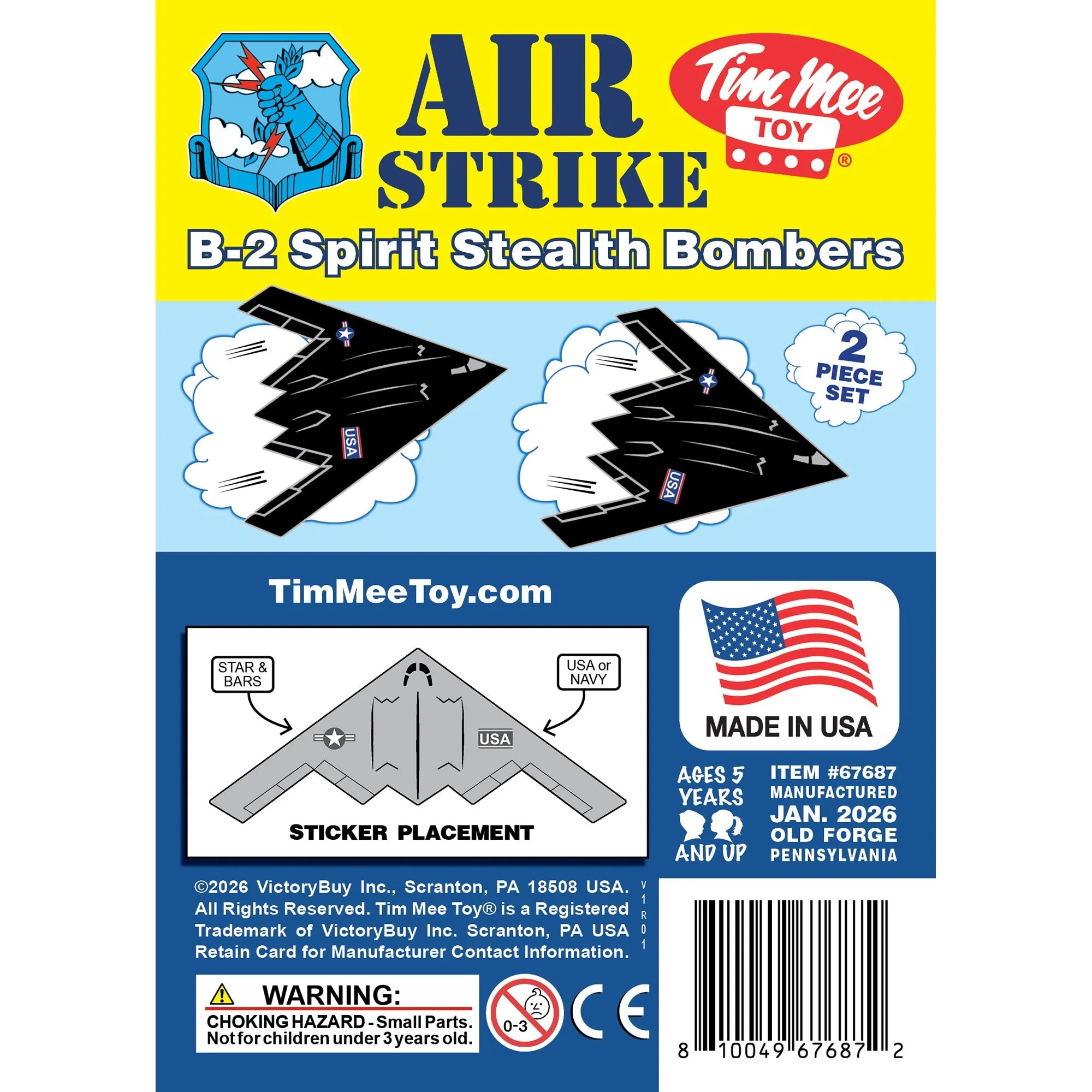 TimMee Air Strike B-2 Stealth Bomber Jets - 2pc Black Plastic Army Men Airplanes - Image 6
