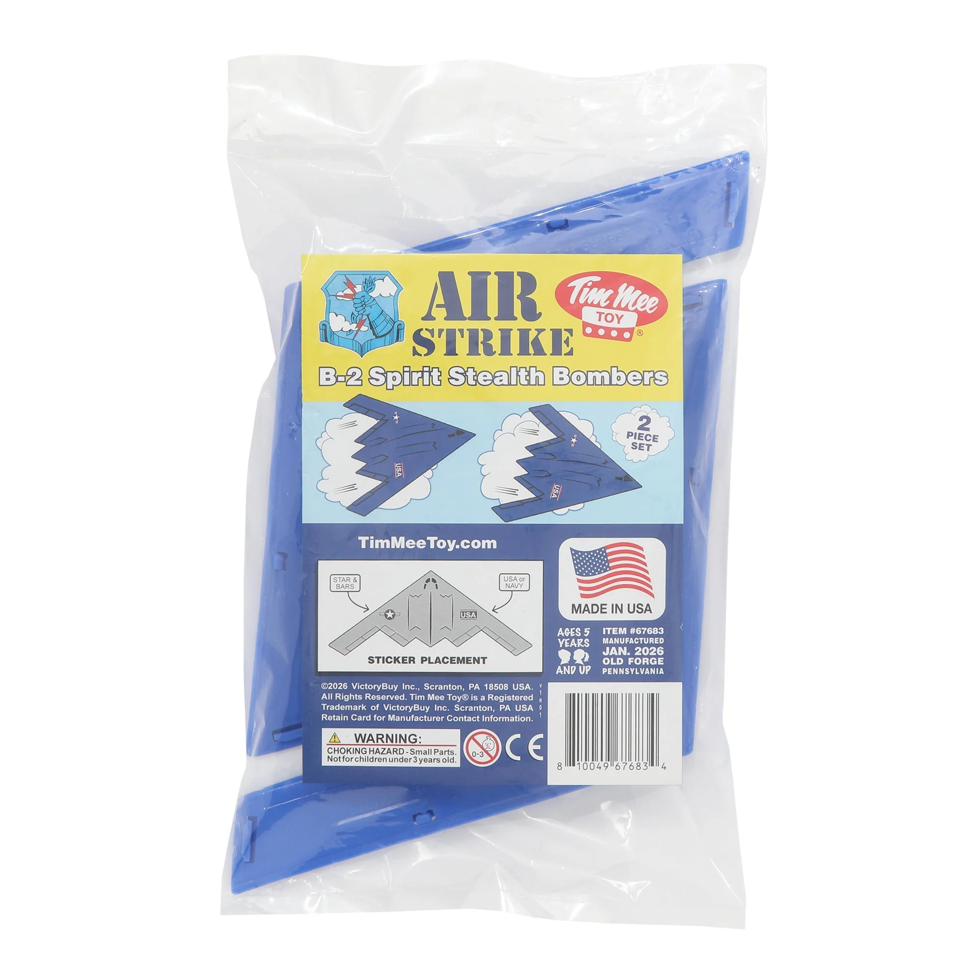 TimMee Air Strike B-2 Stealth Bomber Jets - 2pc Blue Plastic Army Men Airplanes - Image 5