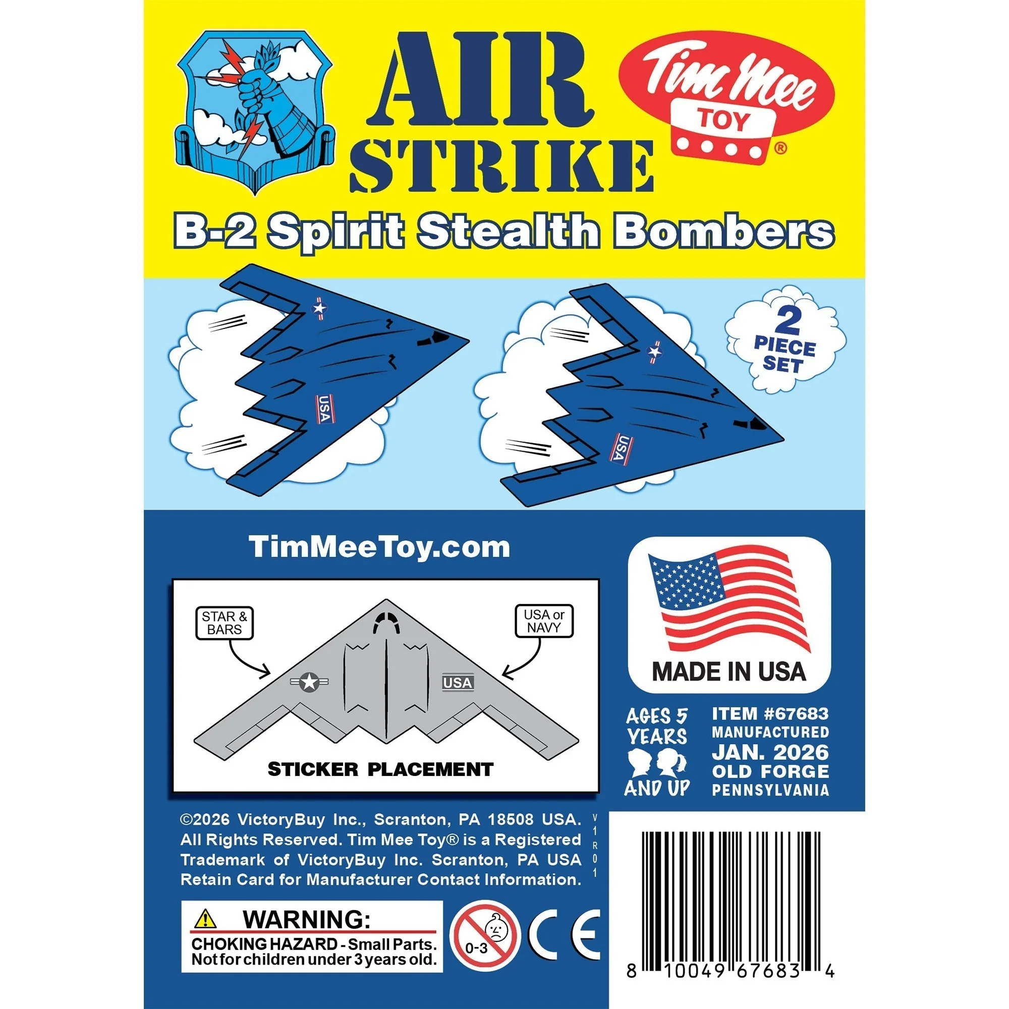 TimMee Air Strike B-2 Stealth Bomber Jets - 2pc Blue Plastic Army Men Airplanes - Image 6